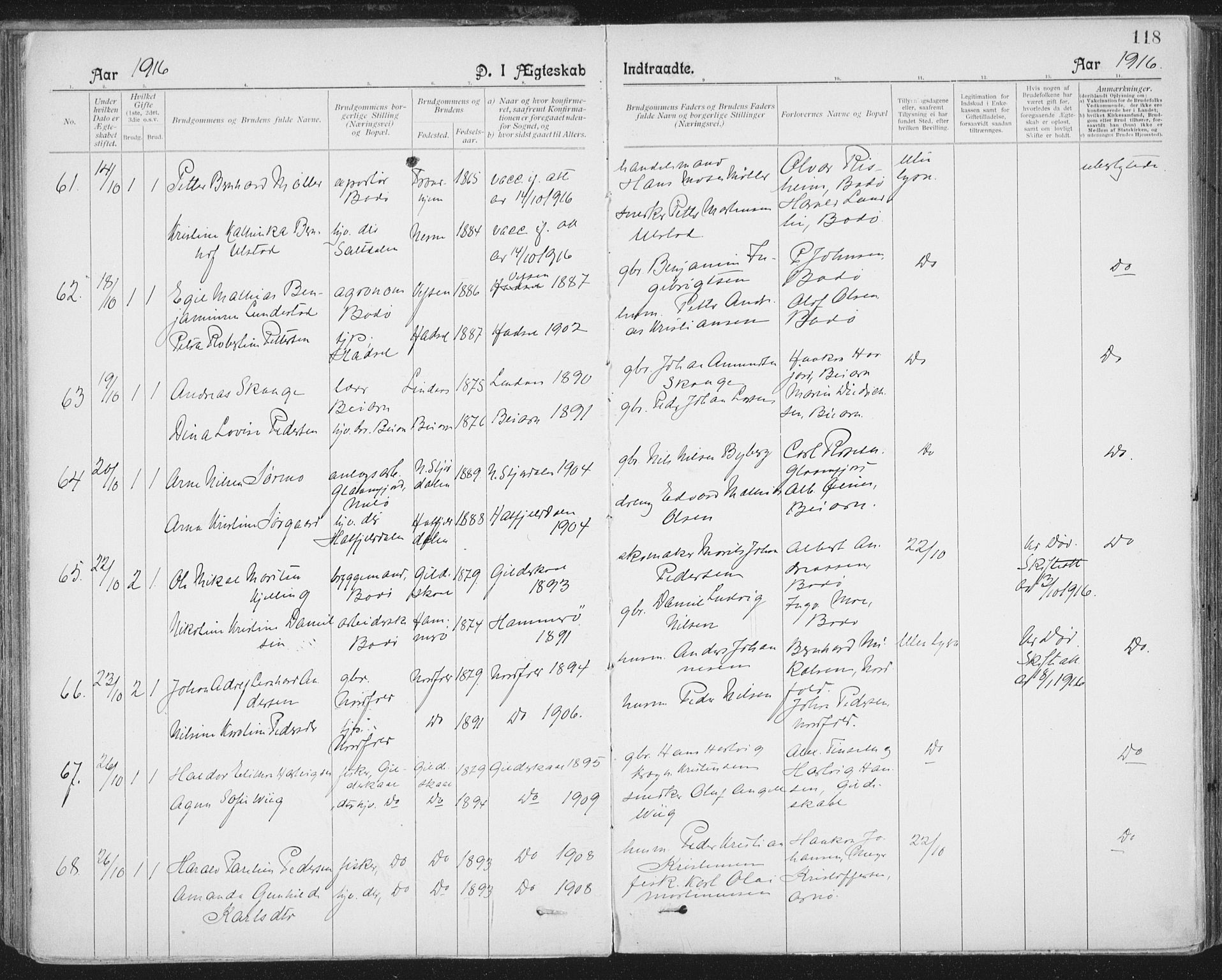 Ministerialprotokoller, klokkerbøker og fødselsregistre - Nordland, AV/SAT-A-1459/801/L0012: Parish register (official) no. 801A12, 1900-1916, p. 118