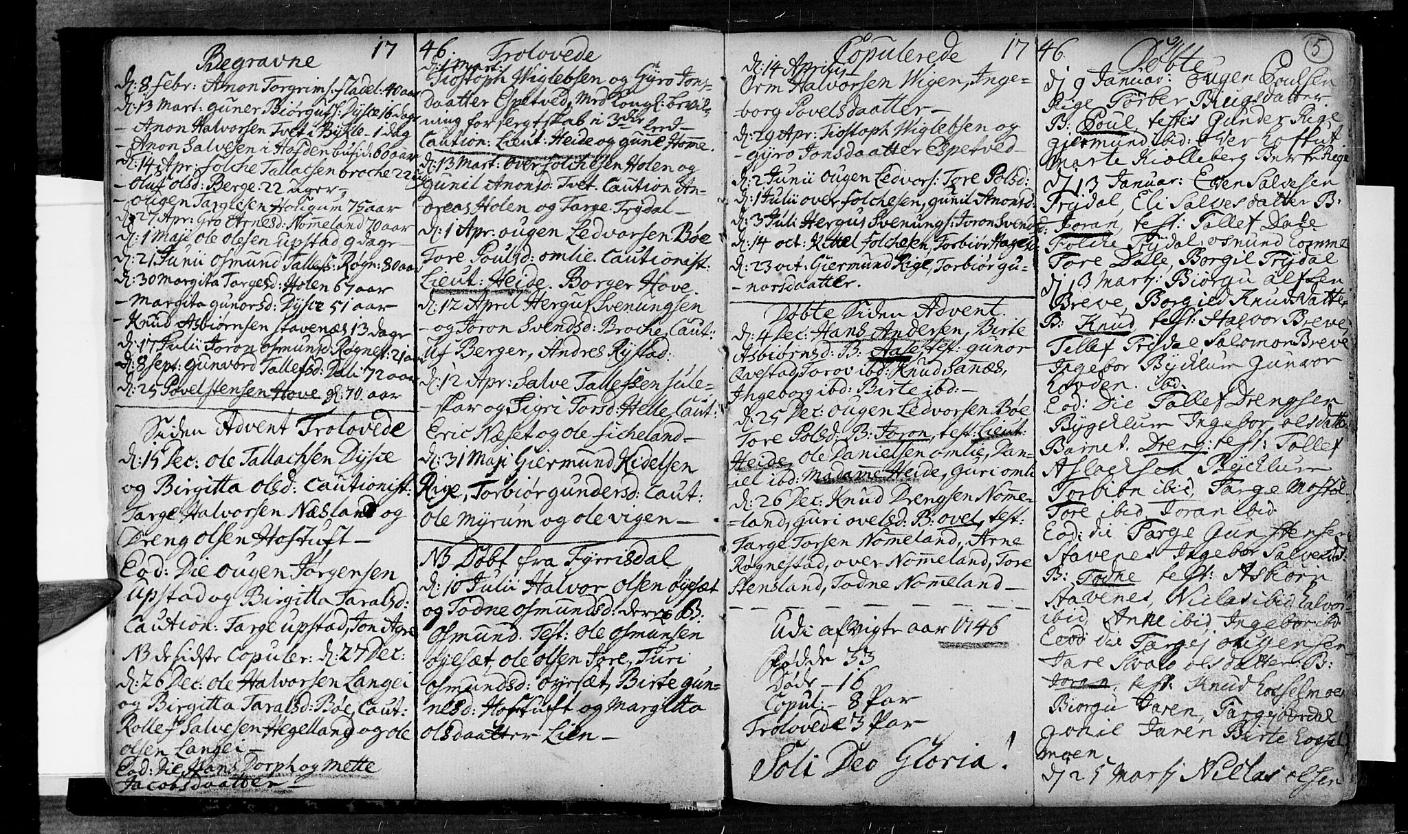 Valle sokneprestkontor, AV/SAK-1111-0044/F/Fa/Fac/L0002: Parish register (official) no. A 2, 1745-1776, p. 5