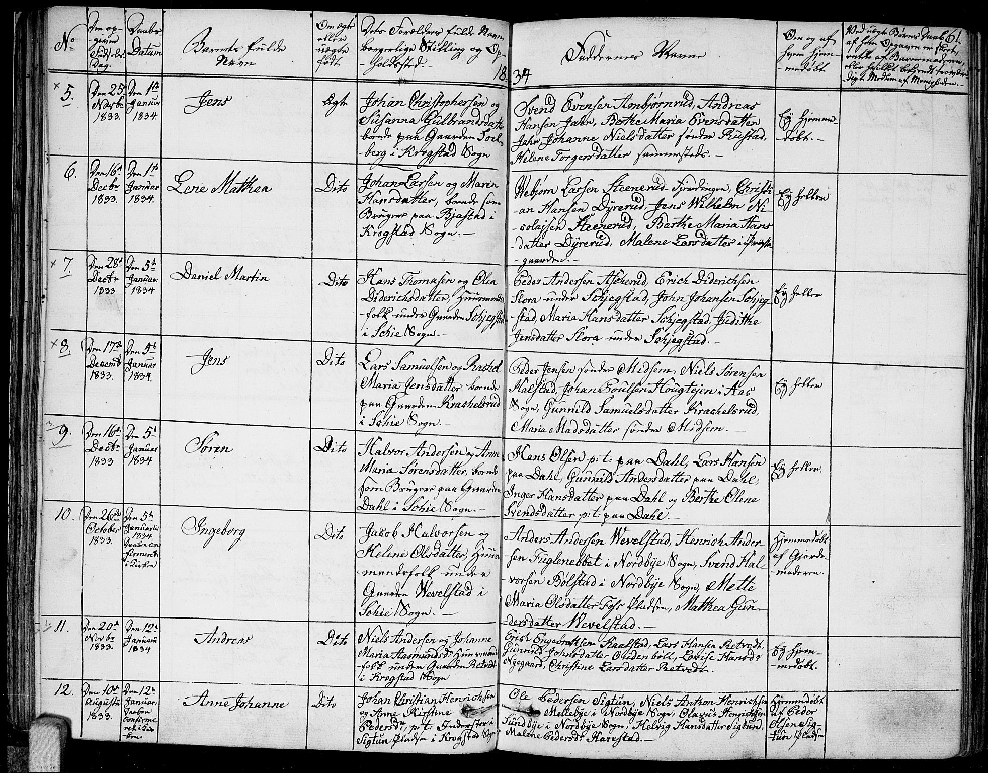 Kråkstad prestekontor Kirkebøker, AV/SAO-A-10125a/F/Fa/L0004: Parish register (official) no. I 4, 1825-1837, p. 61