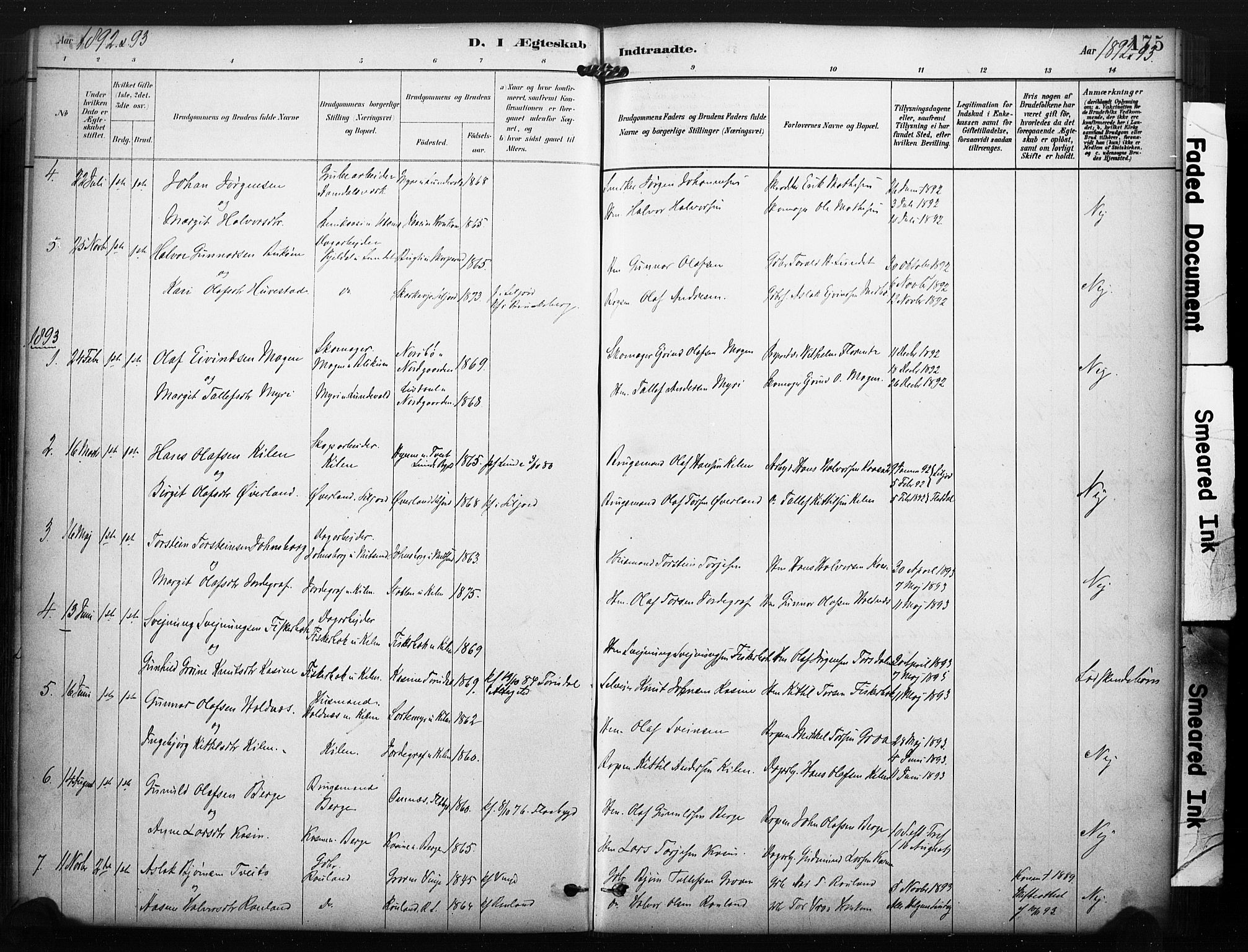 Kviteseid kirkebøker, SAKO/A-276/F/Fa/L0008: Parish register (official) no. I 8, 1882-1903, p. 175