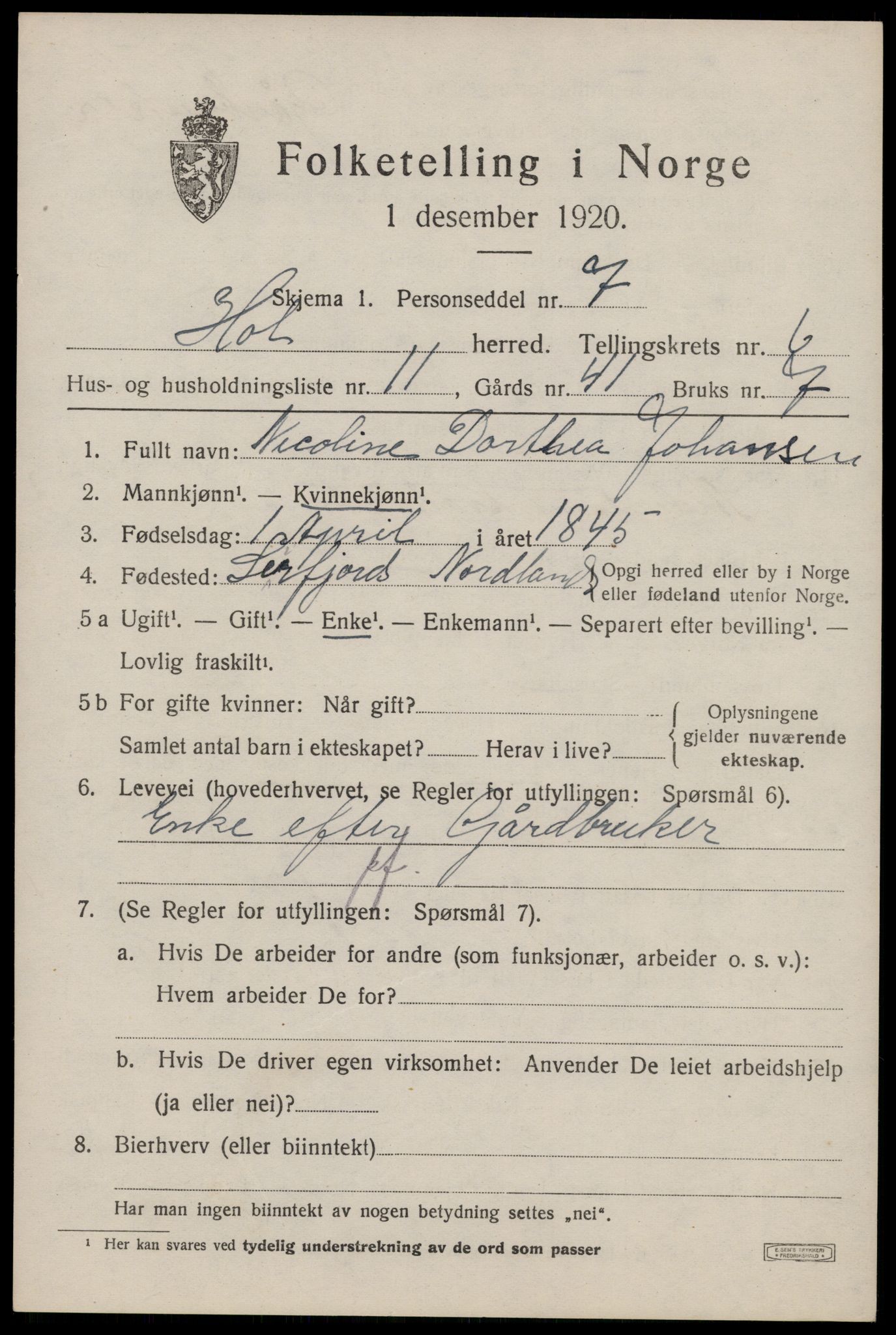 SAT, 1920 census for Hol, 1920, p. 4717