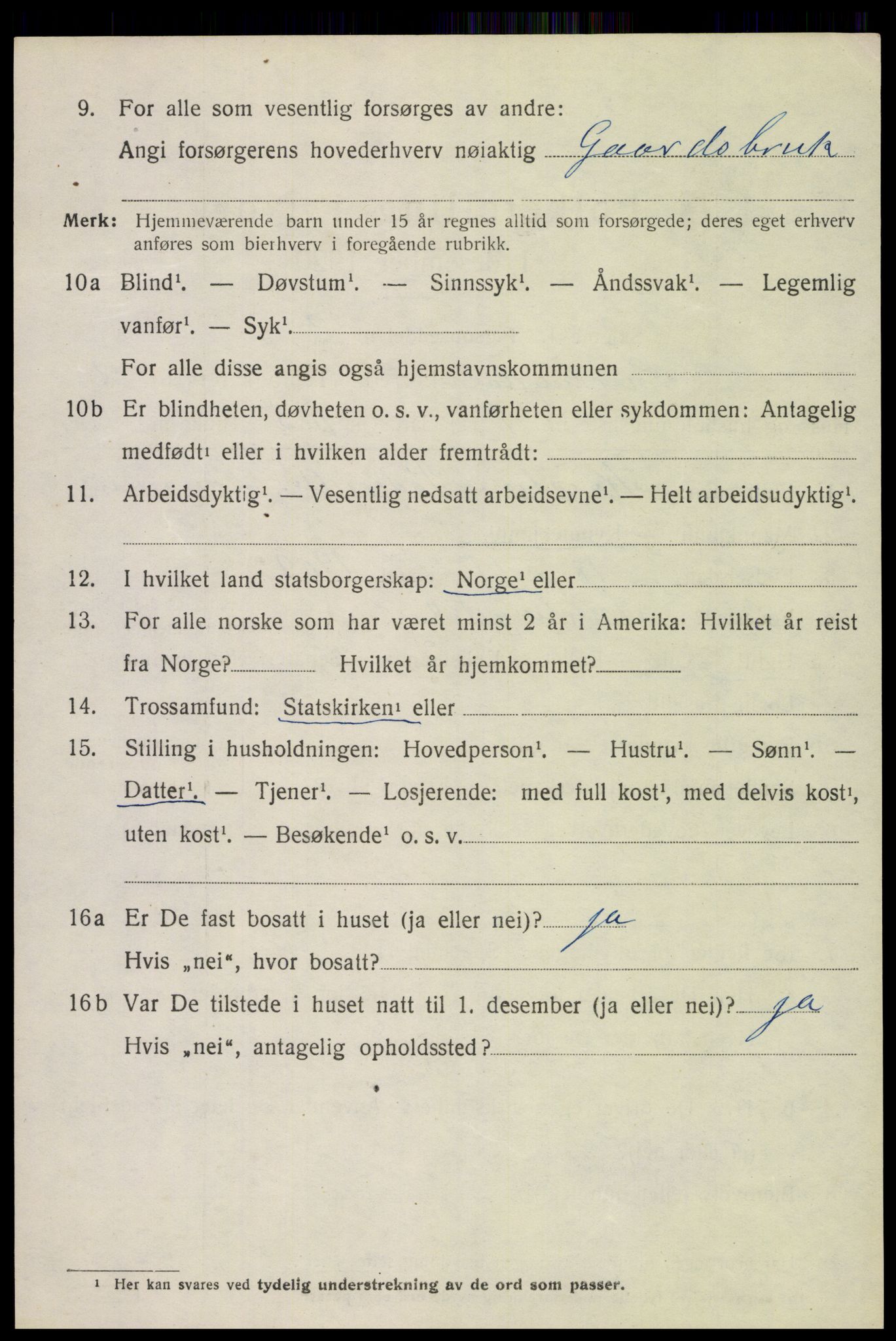 SAH, 1920 census for Snertingdal, 1920, p. 1364