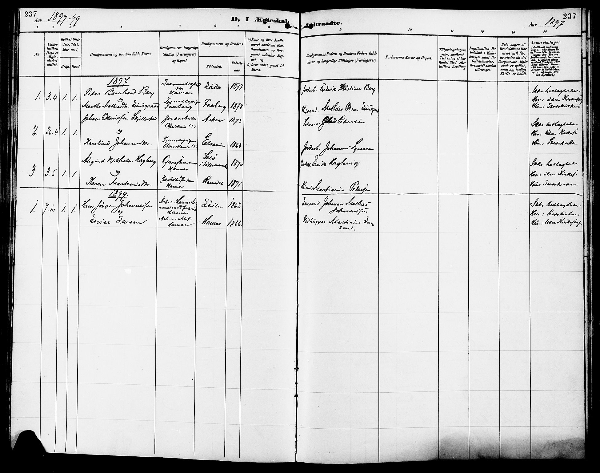 Vang prestekontor, Hedmark, SAH/PREST-008/H/Ha/Haa/L0017: Parish register (official) no. 17, 1890-1899, p. 237