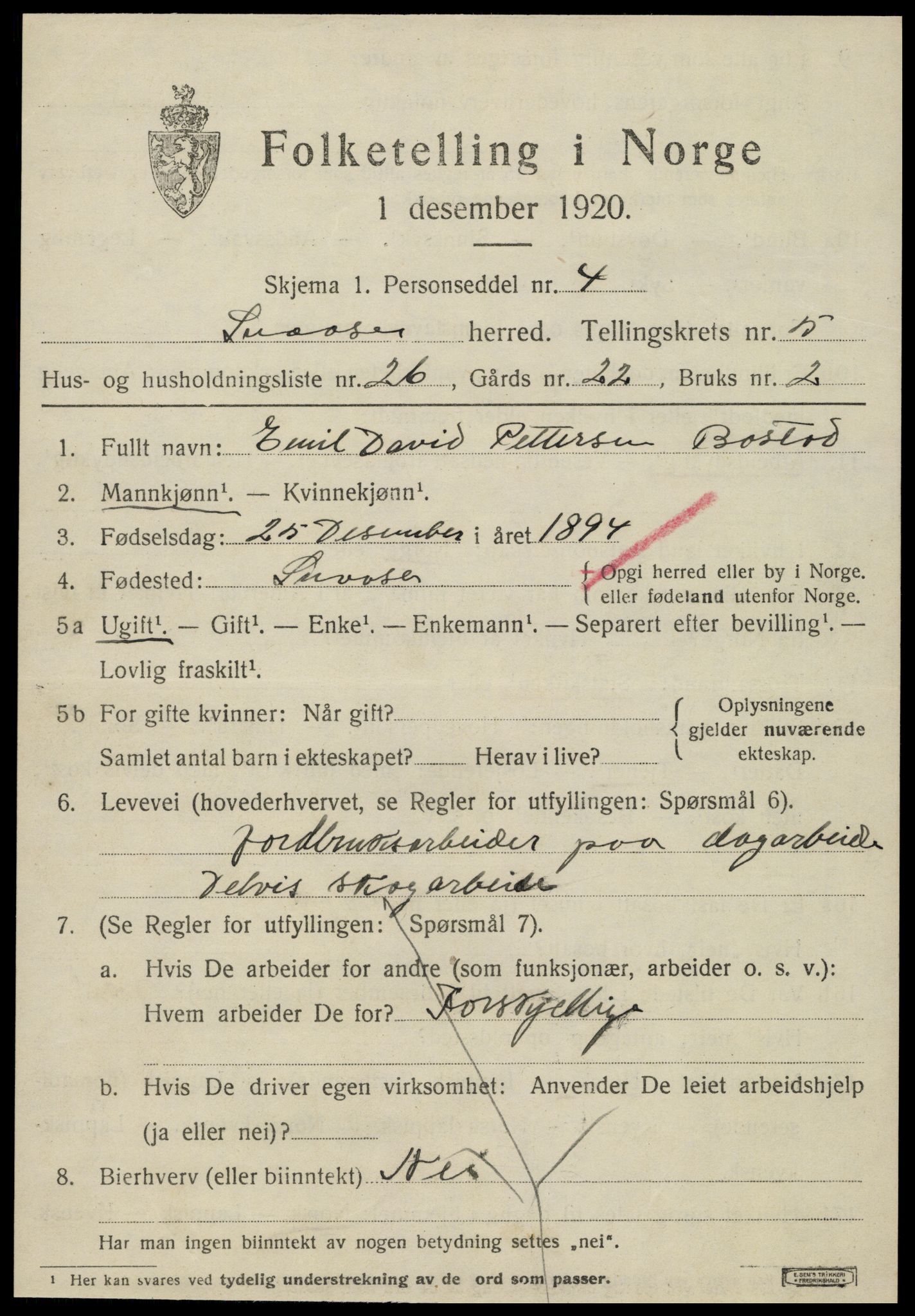 SAT, 1920 census for Snåsa, 1920, p. 2568