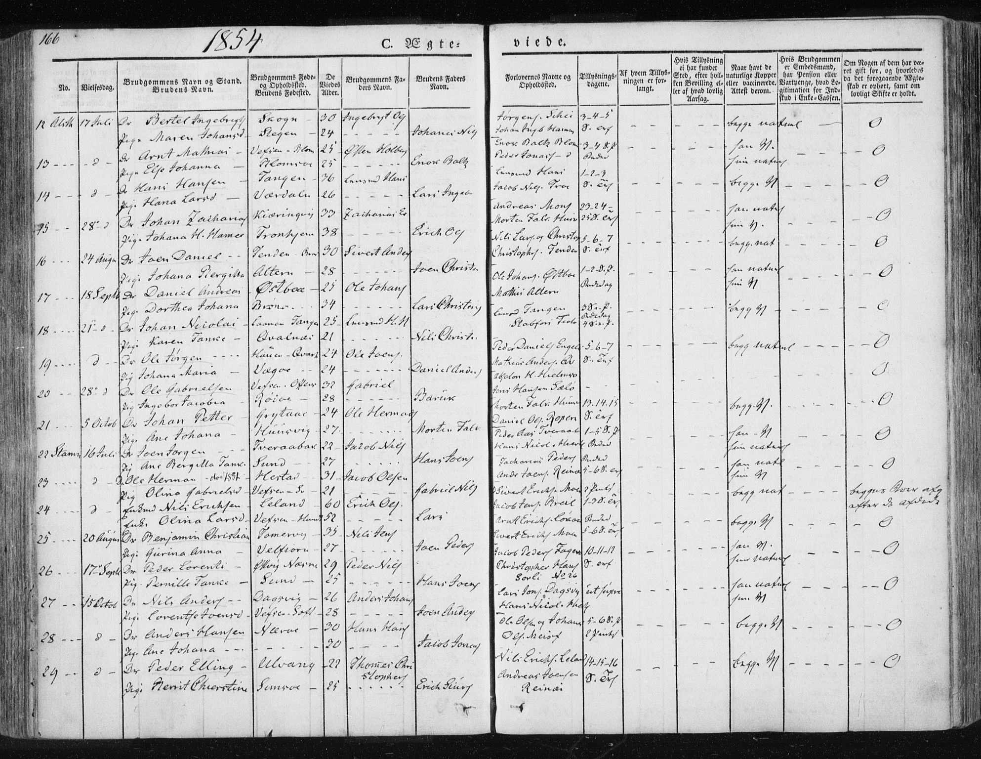 Ministerialprotokoller, klokkerbøker og fødselsregistre - Nordland, AV/SAT-A-1459/830/L0447: Parish register (official) no. 830A11, 1831-1854, p. 166