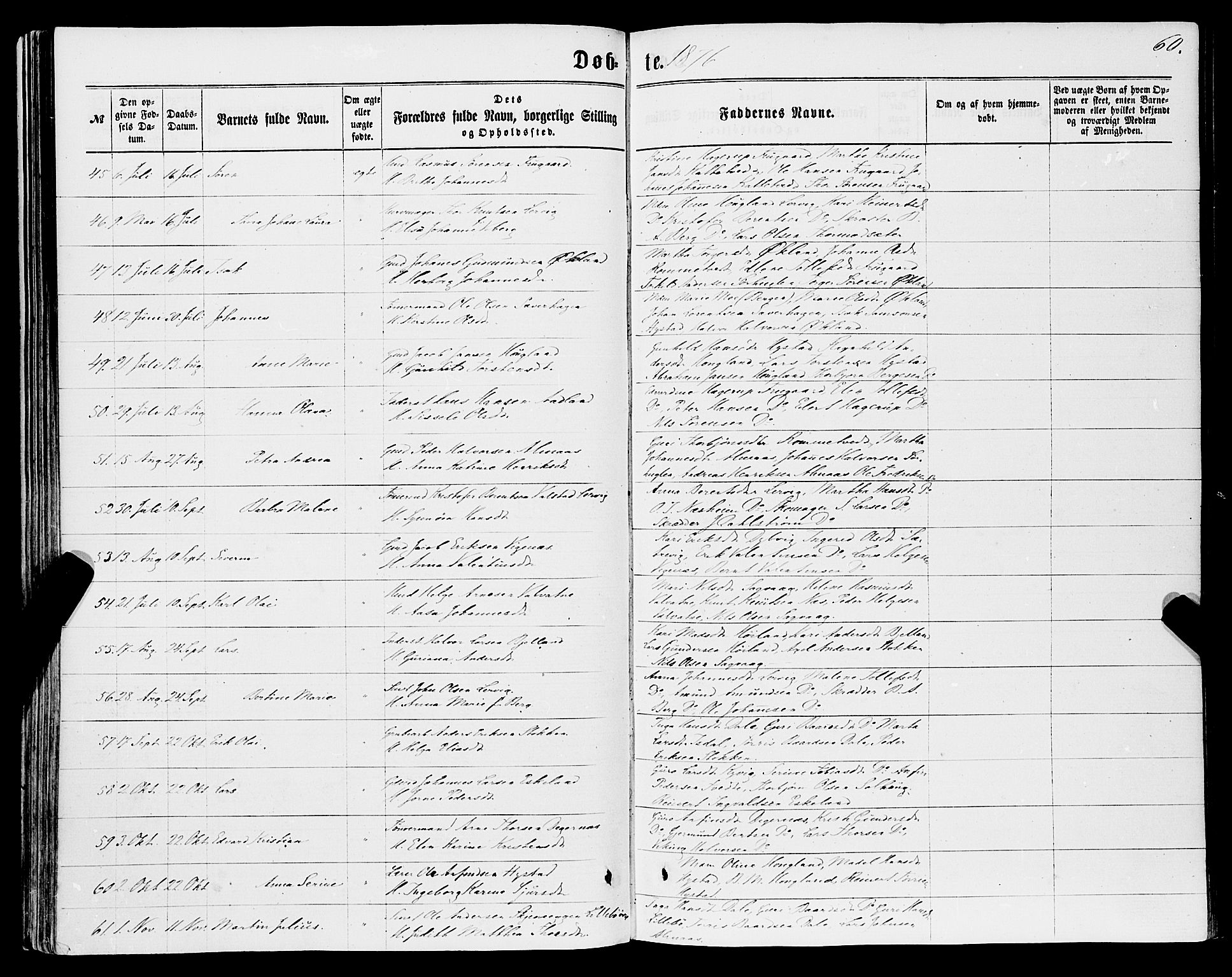 Stord sokneprestembete, AV/SAB-A-78201/H/Haa: Parish register (official) no. B 1, 1862-1877, p. 60