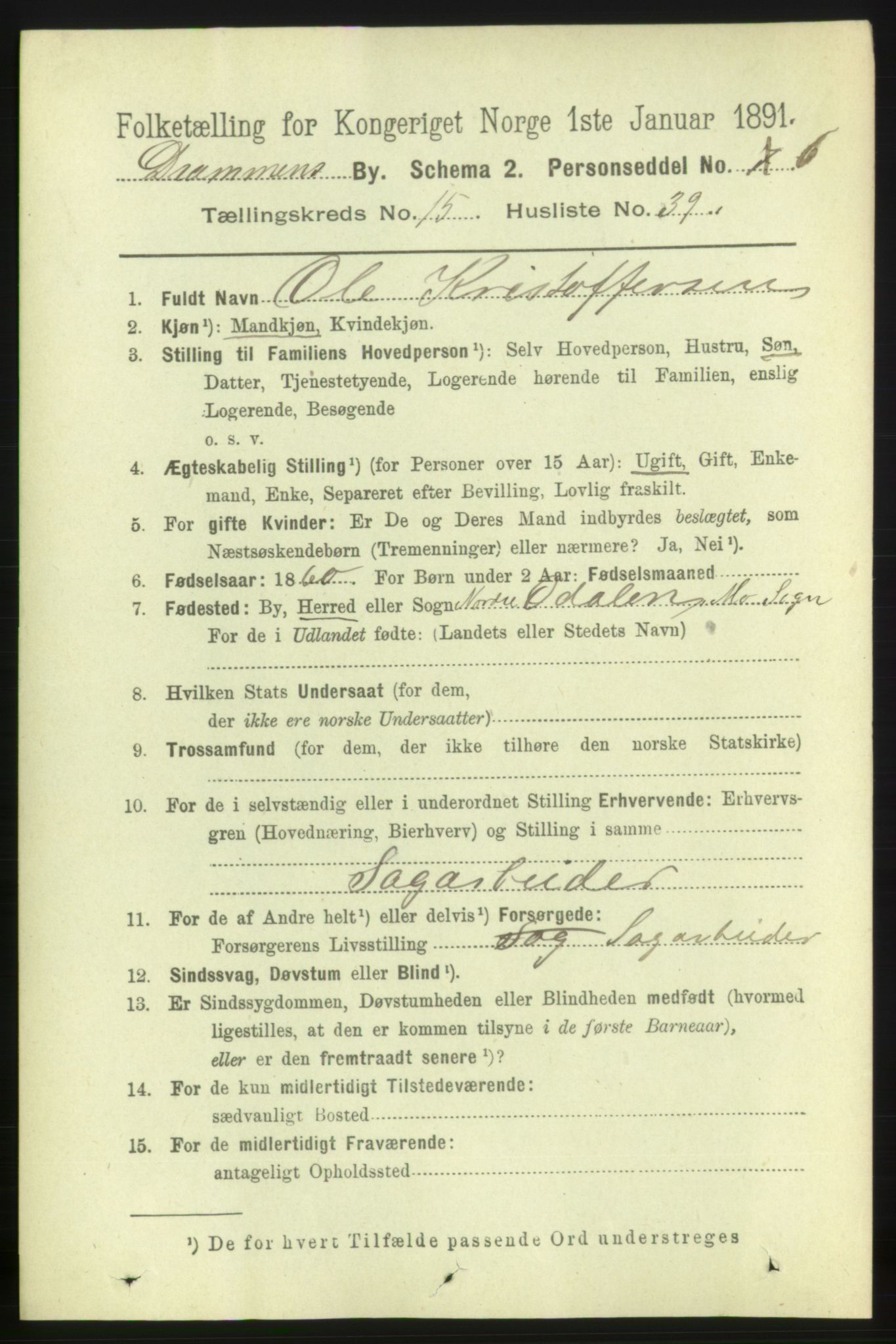 RA, 1891 census for 0602 Drammen, 1891, p. 10944