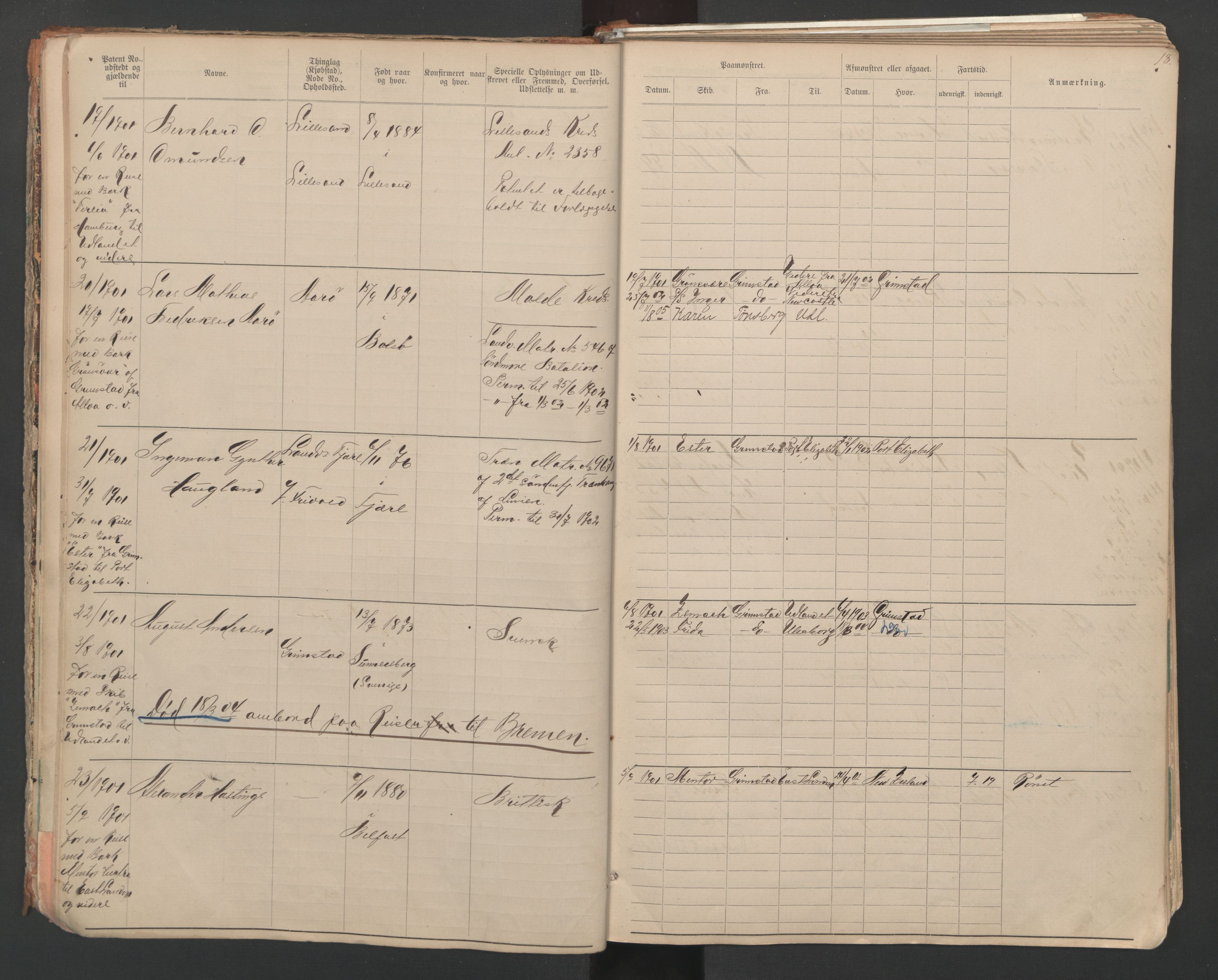 Grimstad mønstringskrets, AV/SAK-2031-0013/F/Fa/L0007: Annotasjonsrulle nr 1-265 og hovedrulle B nr 1-160, V-20, 1894-1949, p. 18