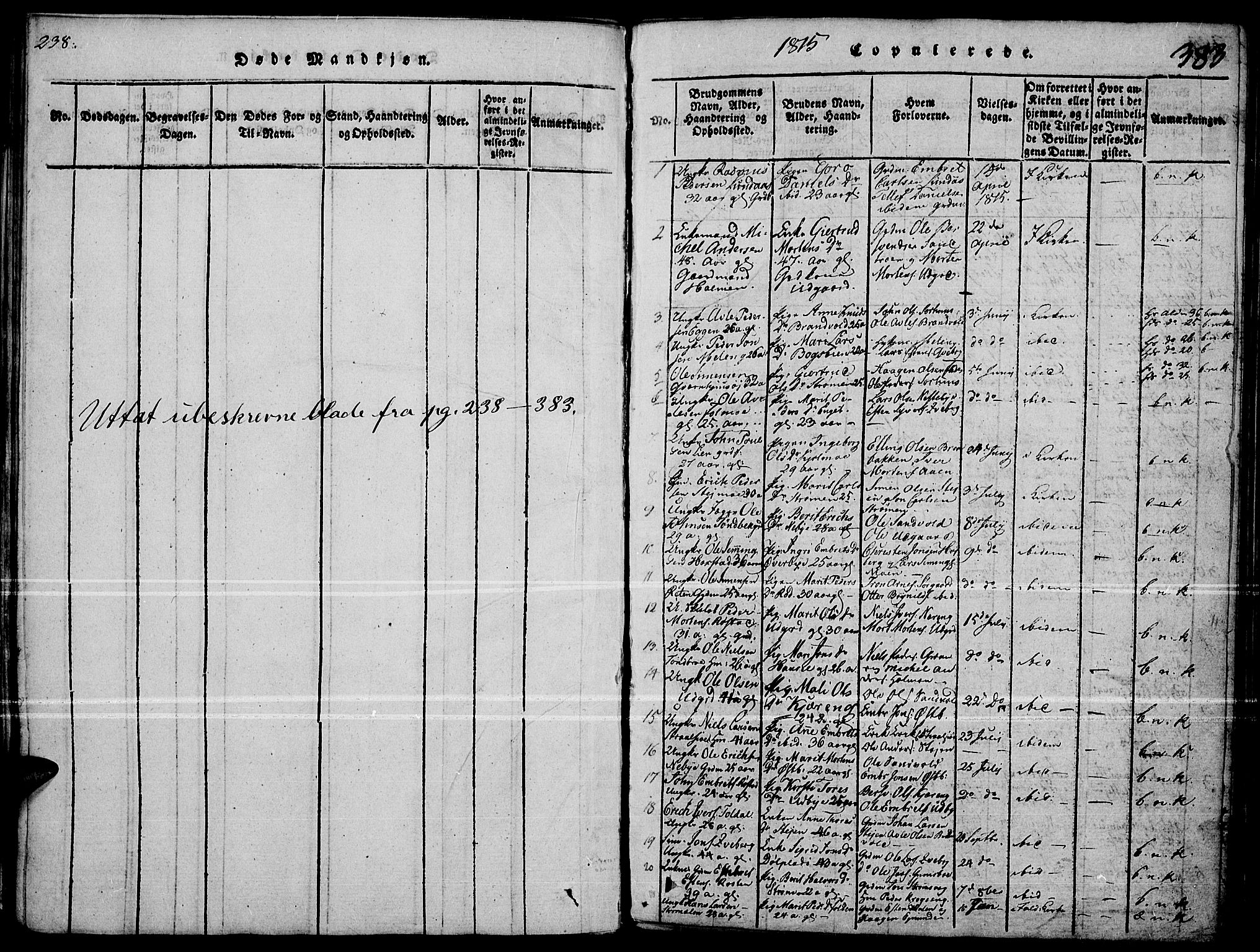 Tynset prestekontor, SAH/PREST-058/H/Ha/Haa/L0018: Parish register (official) no. 18, 1815-1829, p. 382-383