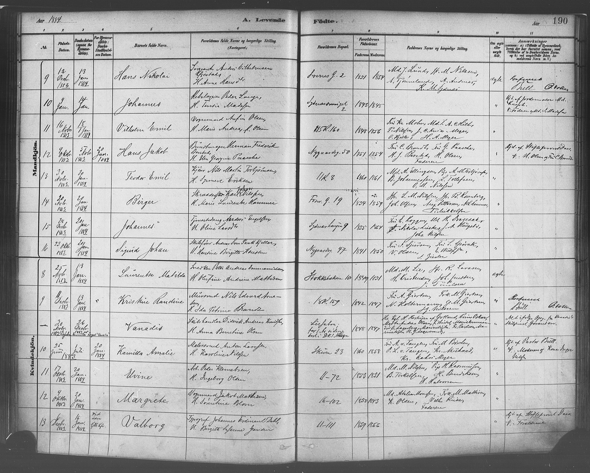 Domkirken sokneprestembete, SAB/A-74801/H/Haa/L0023: Parish register (official) no. B 6, 1879-1887, p. 190