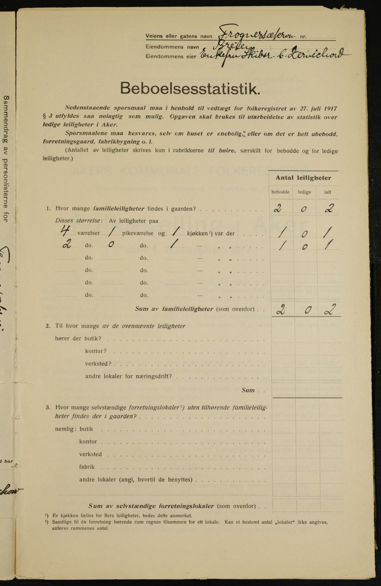 OBA, Municipal Census 1917 for Aker, 1917, p. 7302
