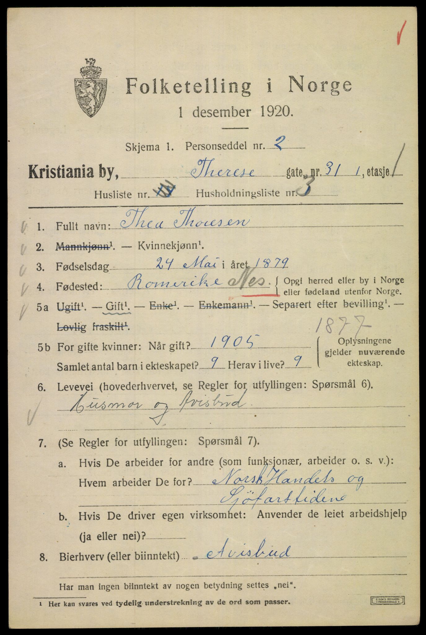 SAO, 1920 census for Kristiania, 1920, p. 569171