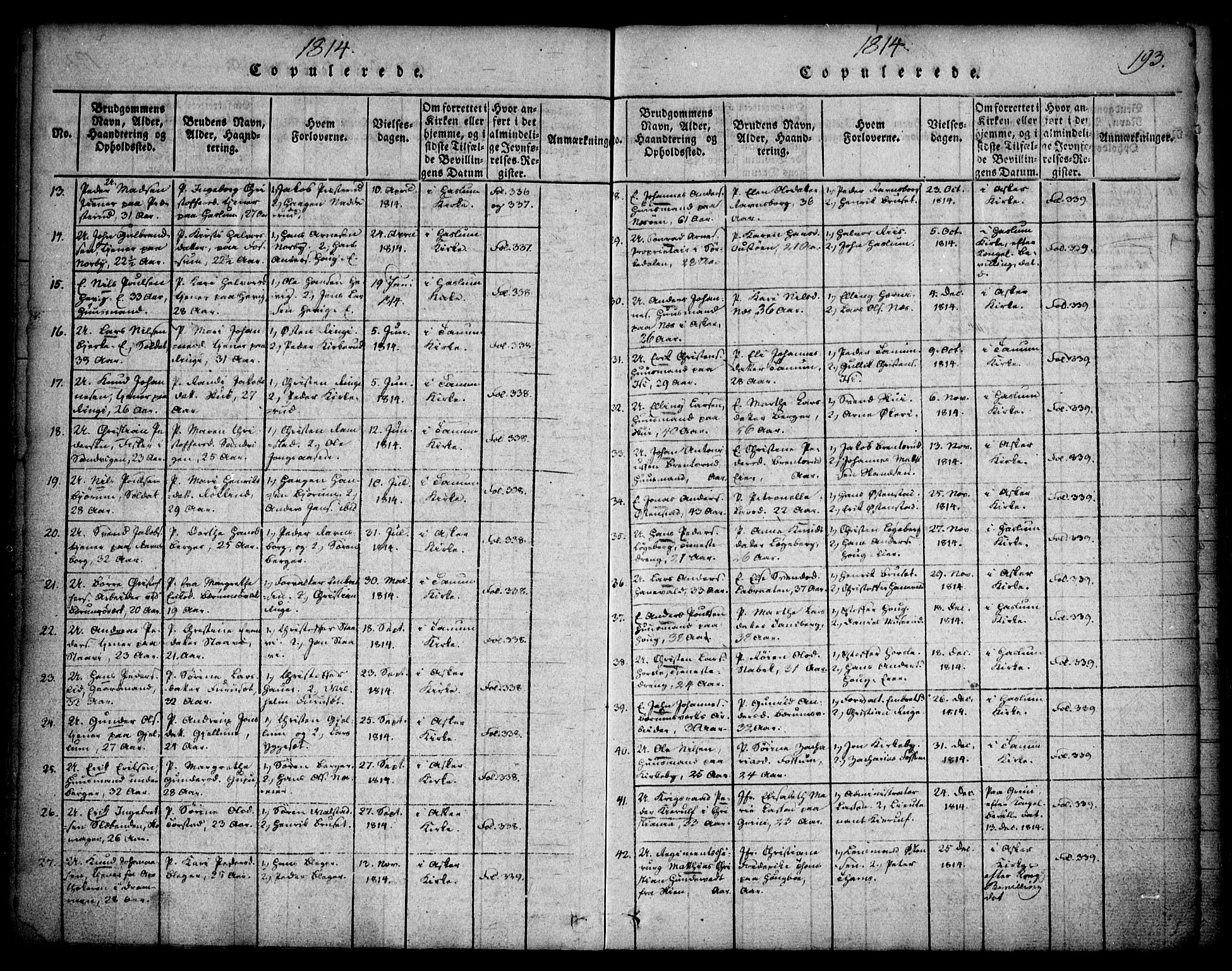 Asker prestekontor Kirkebøker, SAO/A-10256a/F/Fa/L0006: Parish register (official) no. I 6, 1814-1824, p. 193