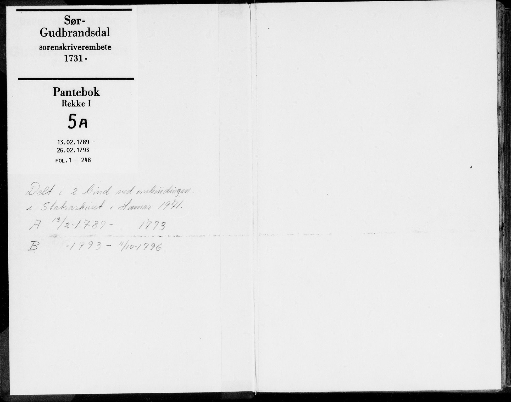 Sør-Gudbrandsdal tingrett, AV/SAH-TING-004/H/Hb/Hba/L0005A: Mortgage book no. I 5a, 1789-1793