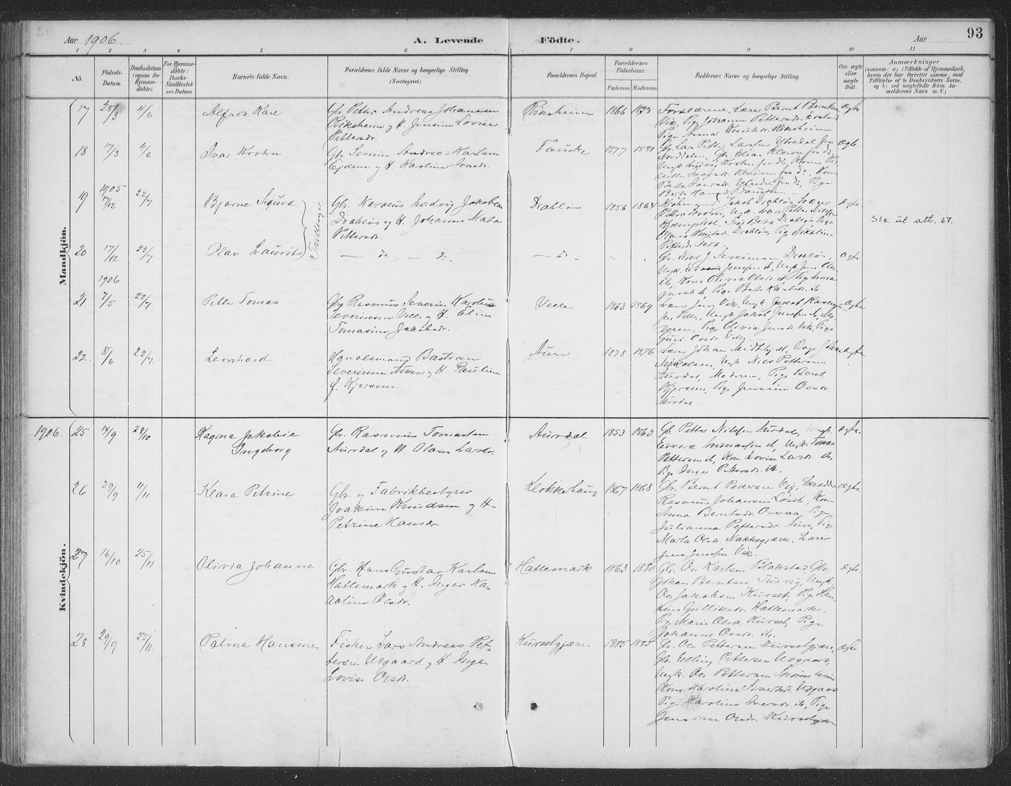 Ministerialprotokoller, klokkerbøker og fødselsregistre - Møre og Romsdal, SAT/A-1454/523/L0335: Parish register (official) no. 523A02, 1891-1911, p. 93