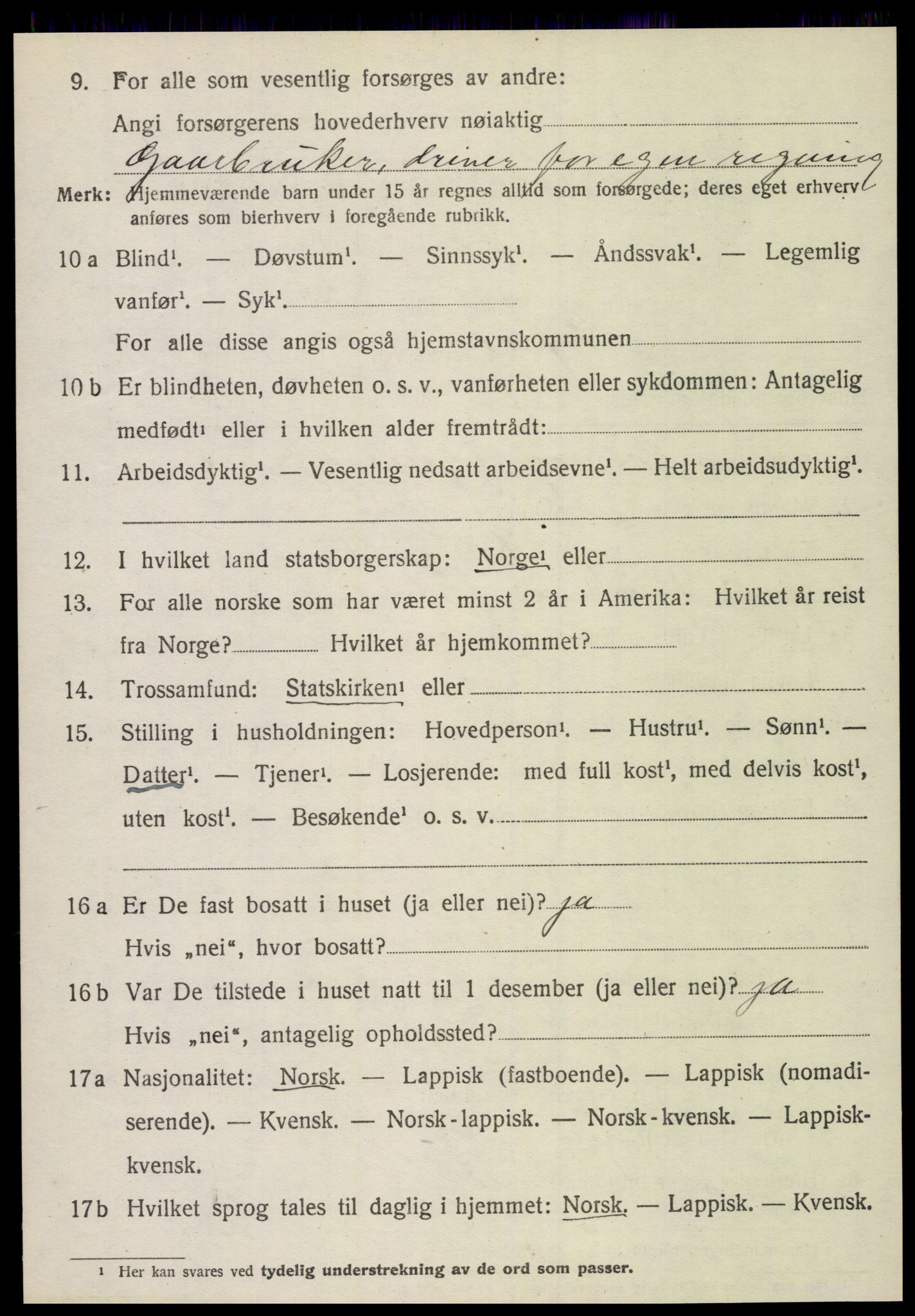 SAT, 1920 census for Sørfold, 1920, p. 1354