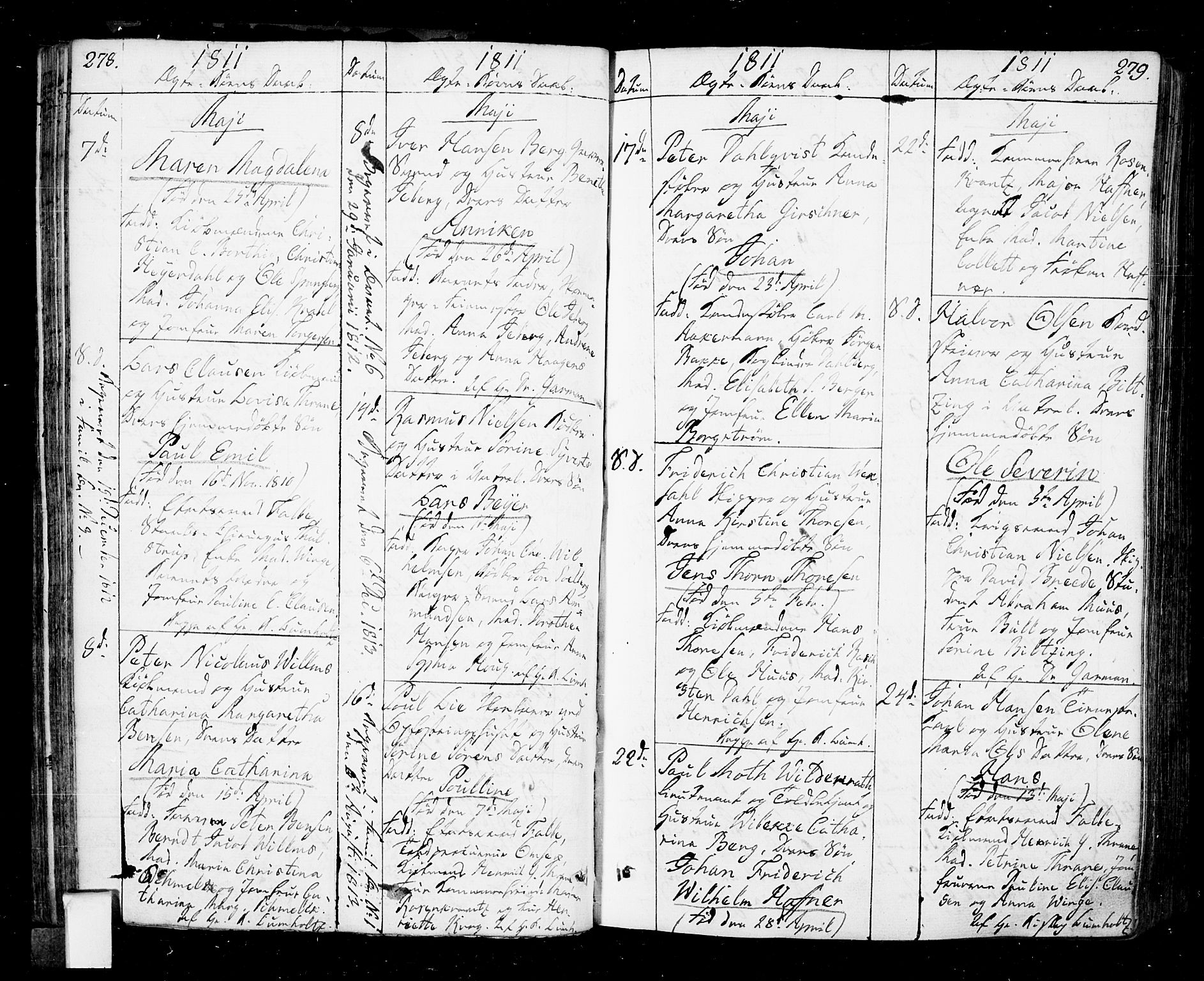 Oslo domkirke Kirkebøker, SAO/A-10752/F/Fa/L0006: Parish register (official) no. 6, 1807-1817, p. 278-279
