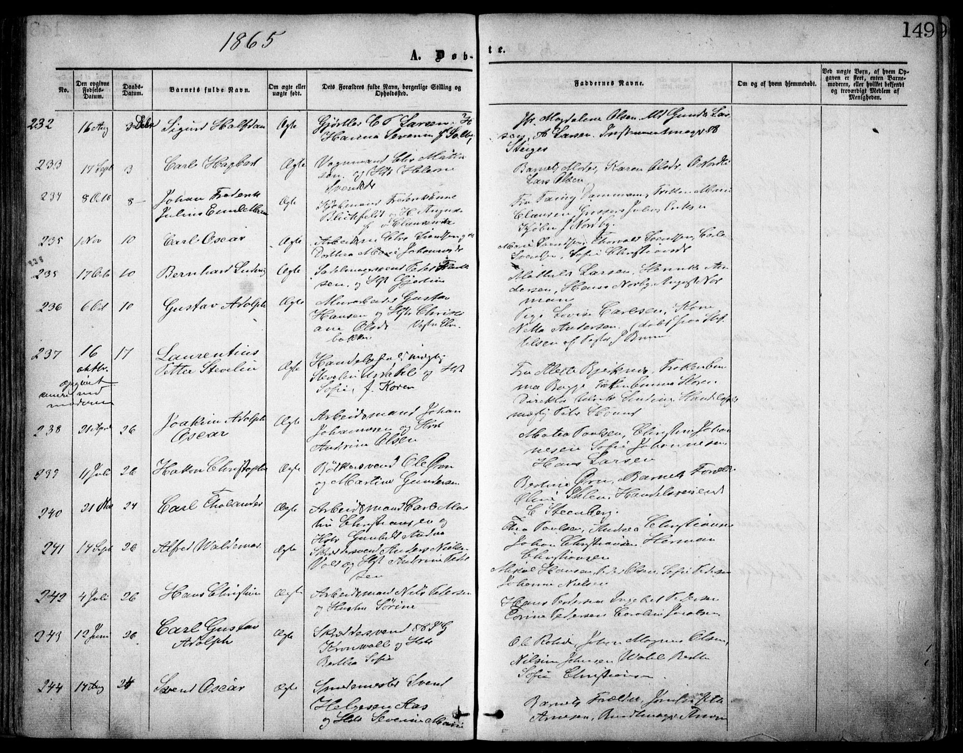 Oslo domkirke Kirkebøker, SAO/A-10752/F/Fa/L0016: Parish register (official) no. 16, 1863-1871, p. 149