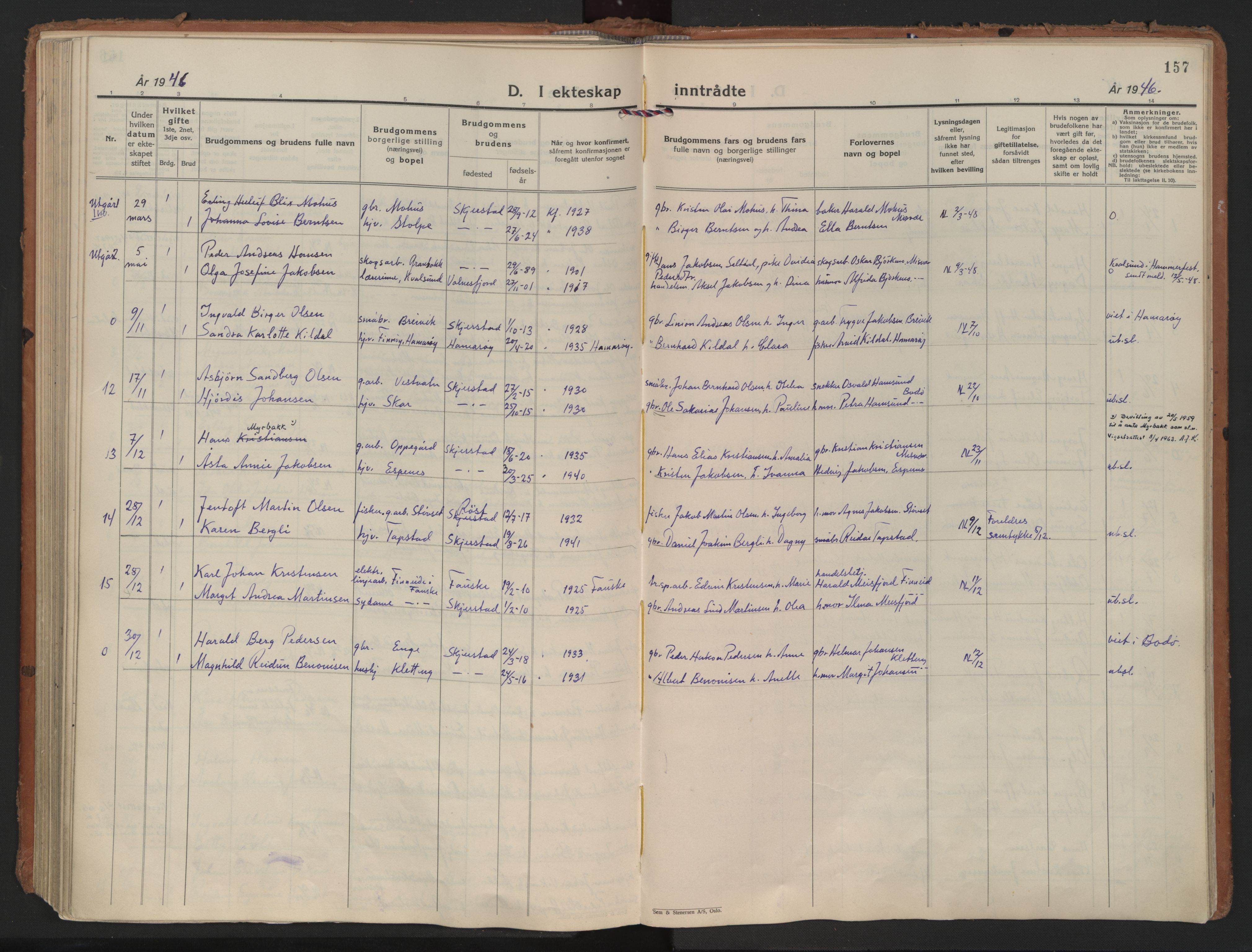 Ministerialprotokoller, klokkerbøker og fødselsregistre - Nordland, AV/SAT-A-1459/852/L0749: Parish register (official) no. 852A19, 1933-1951, p. 157