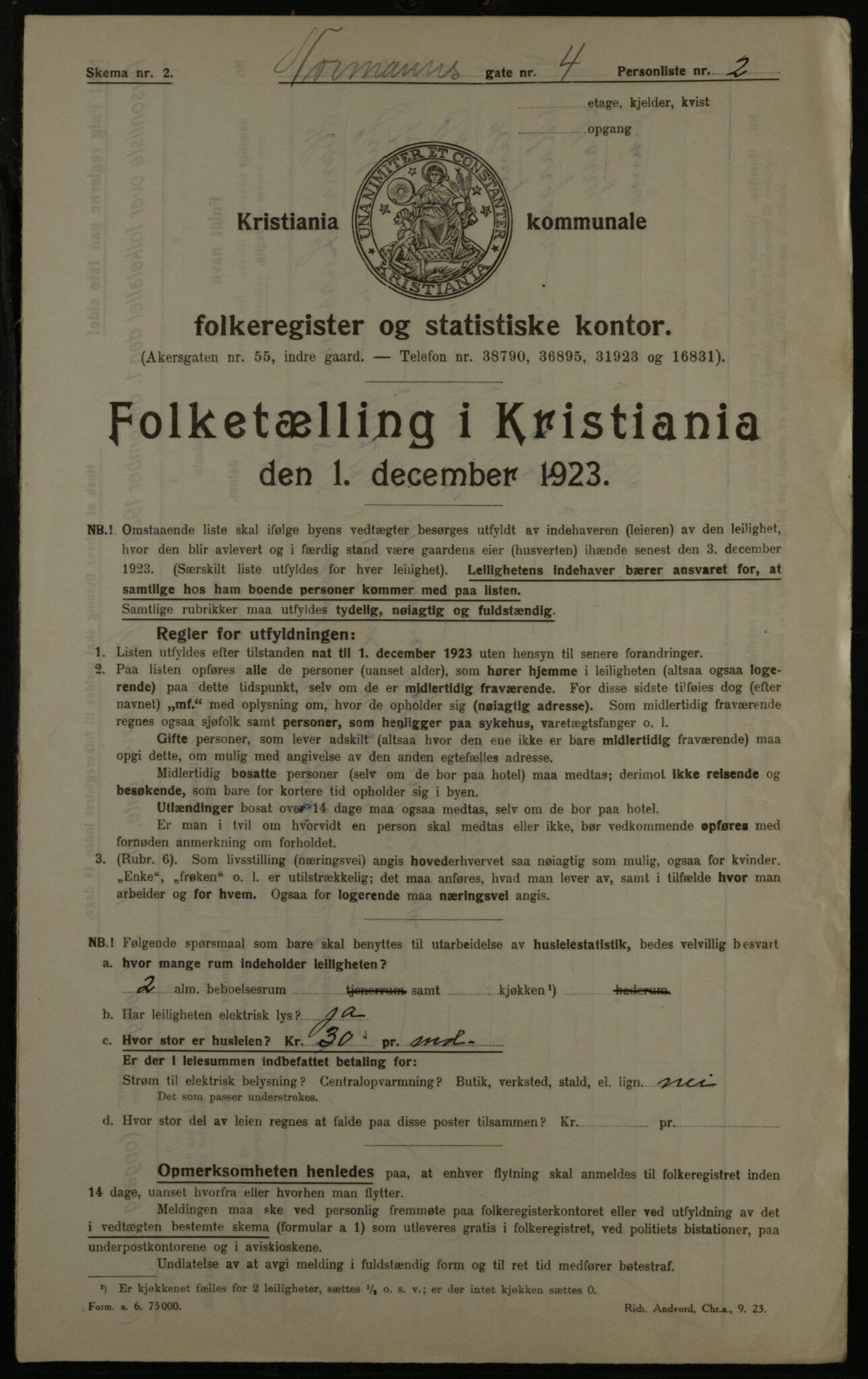 OBA, Municipal Census 1923 for Kristiania, 1923, p. 80725