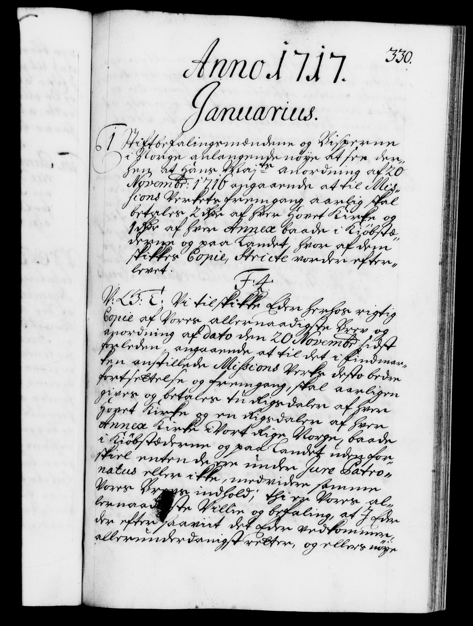 Danske Kanselli 1572-1799, RA/EA-3023/F/Fc/Fca/Fcab/L0020: Norske tegnelser, 1715-1718, p. 330a