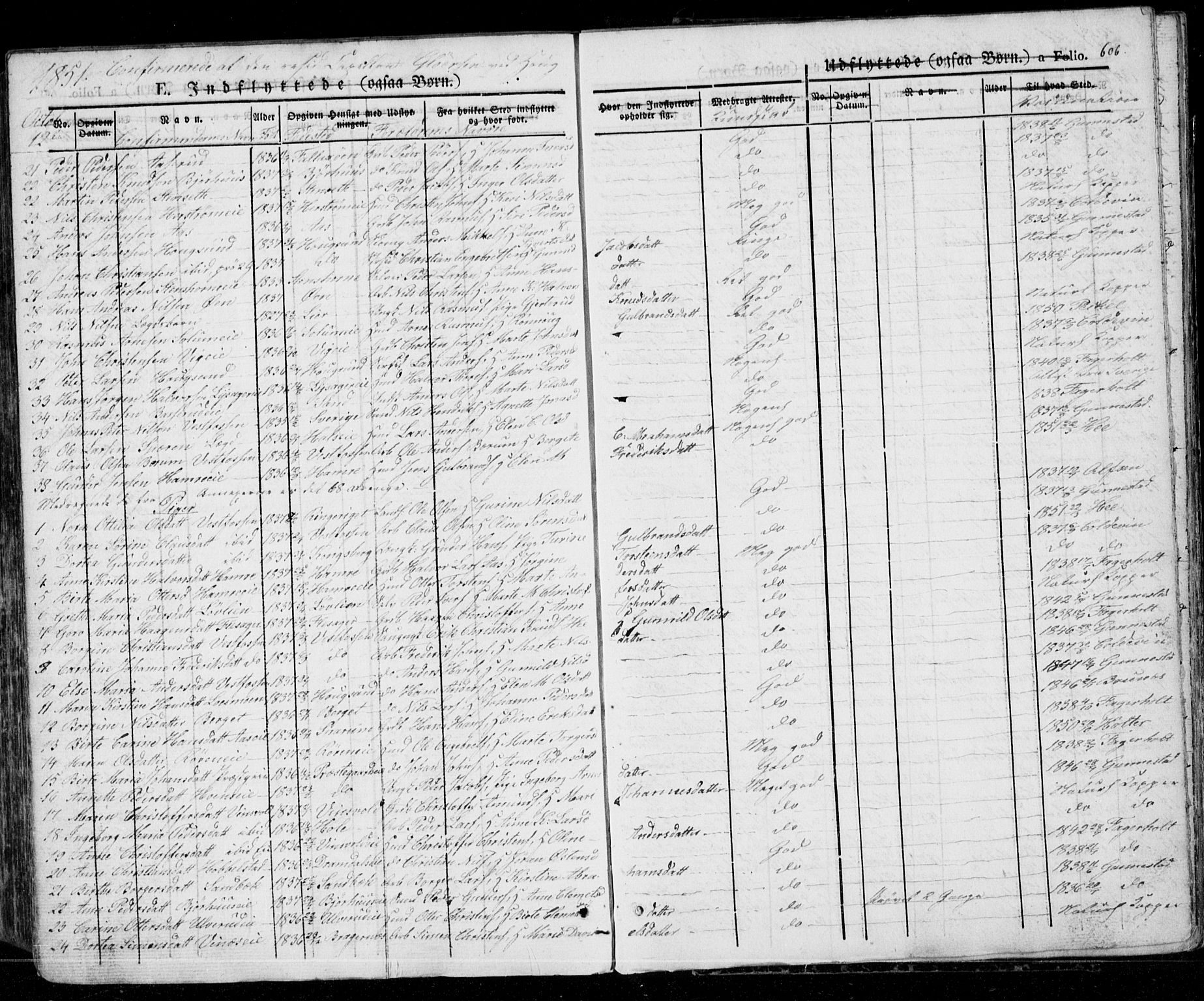 Eiker kirkebøker, AV/SAKO-A-4/G/Ga/L0002: Parish register (copy) no. I 2, 1832-1856, p. 606