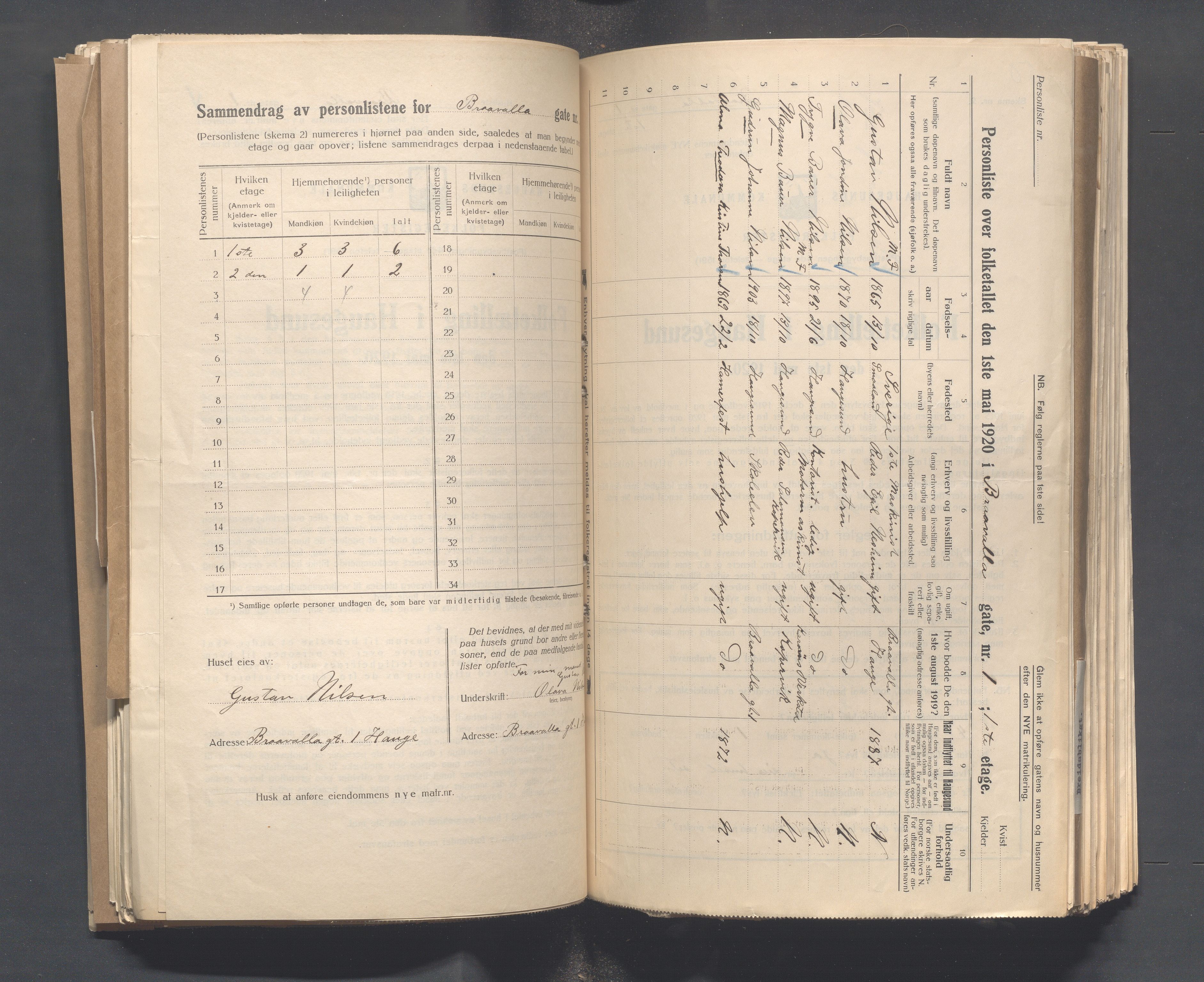 IKAR, Local census 1.5.1920 for Haugesund, 1920, p. 185