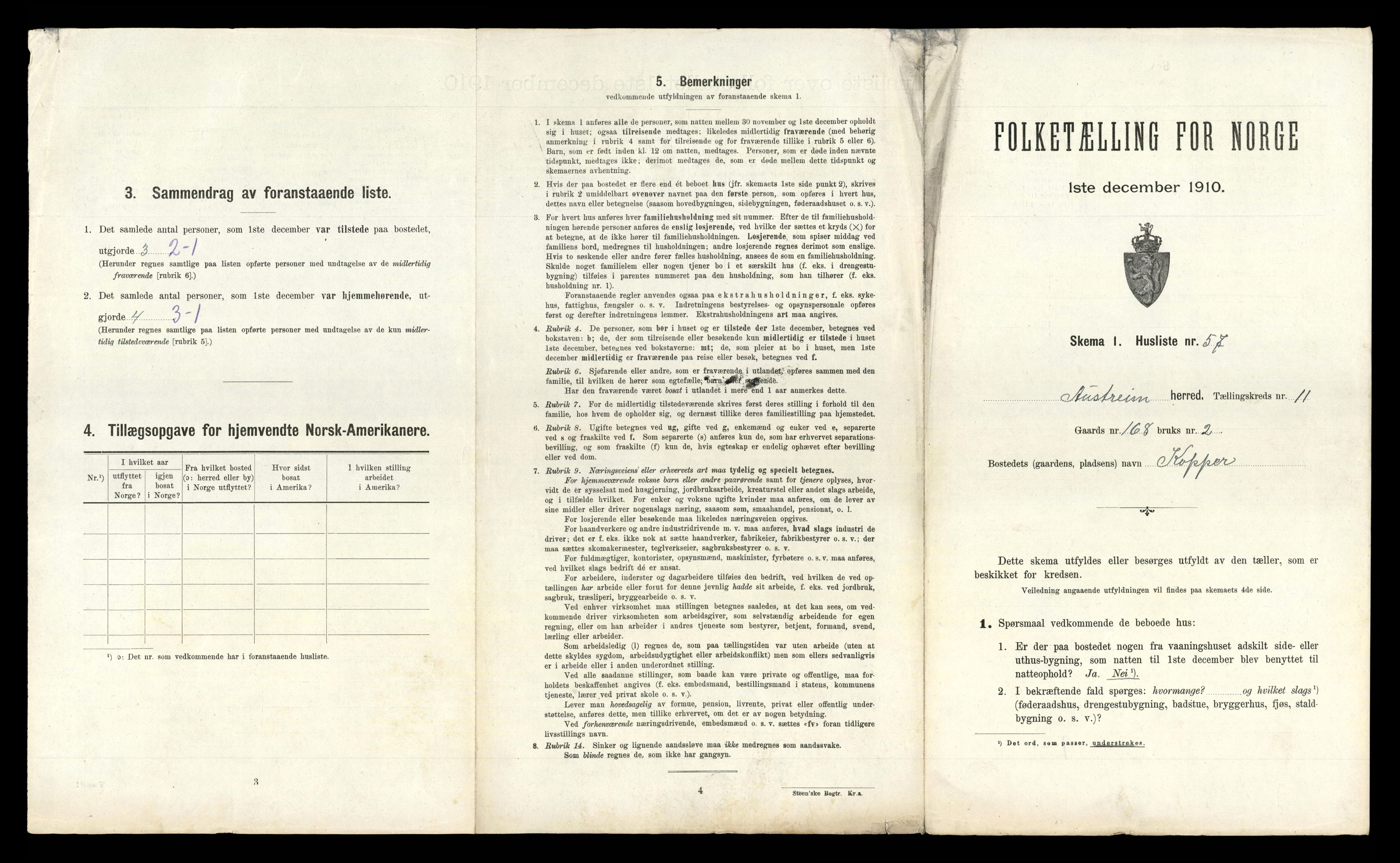 RA, 1910 census for Austrheim, 1910, p. 784