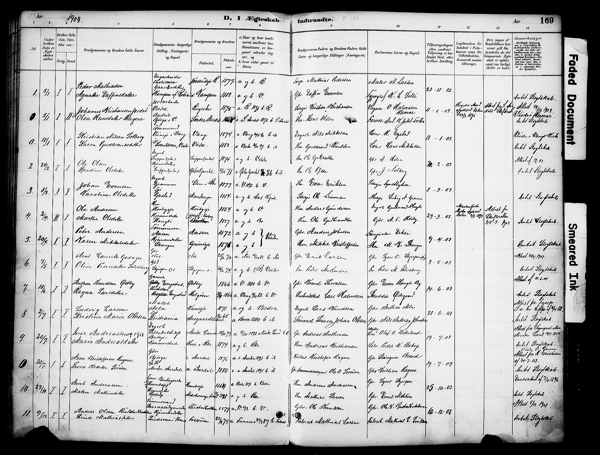 Ringsaker prestekontor, AV/SAH-PREST-014/K/Ka/L0016: Parish register (official) no. 16, 1891-1904, p. 169