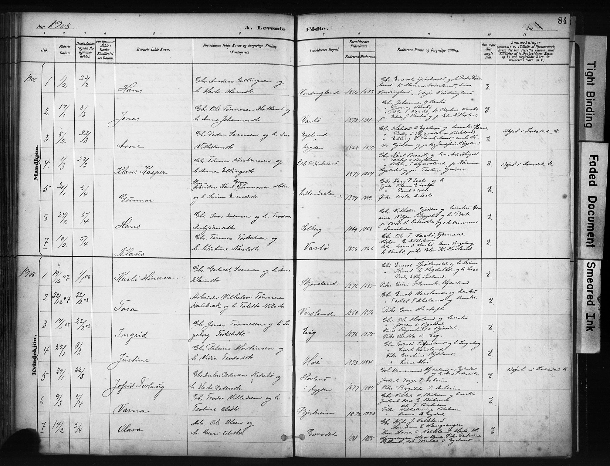 Helleland sokneprestkontor, AV/SAST-A-101810: Parish register (official) no. A 9, 1887-1908, p. 84