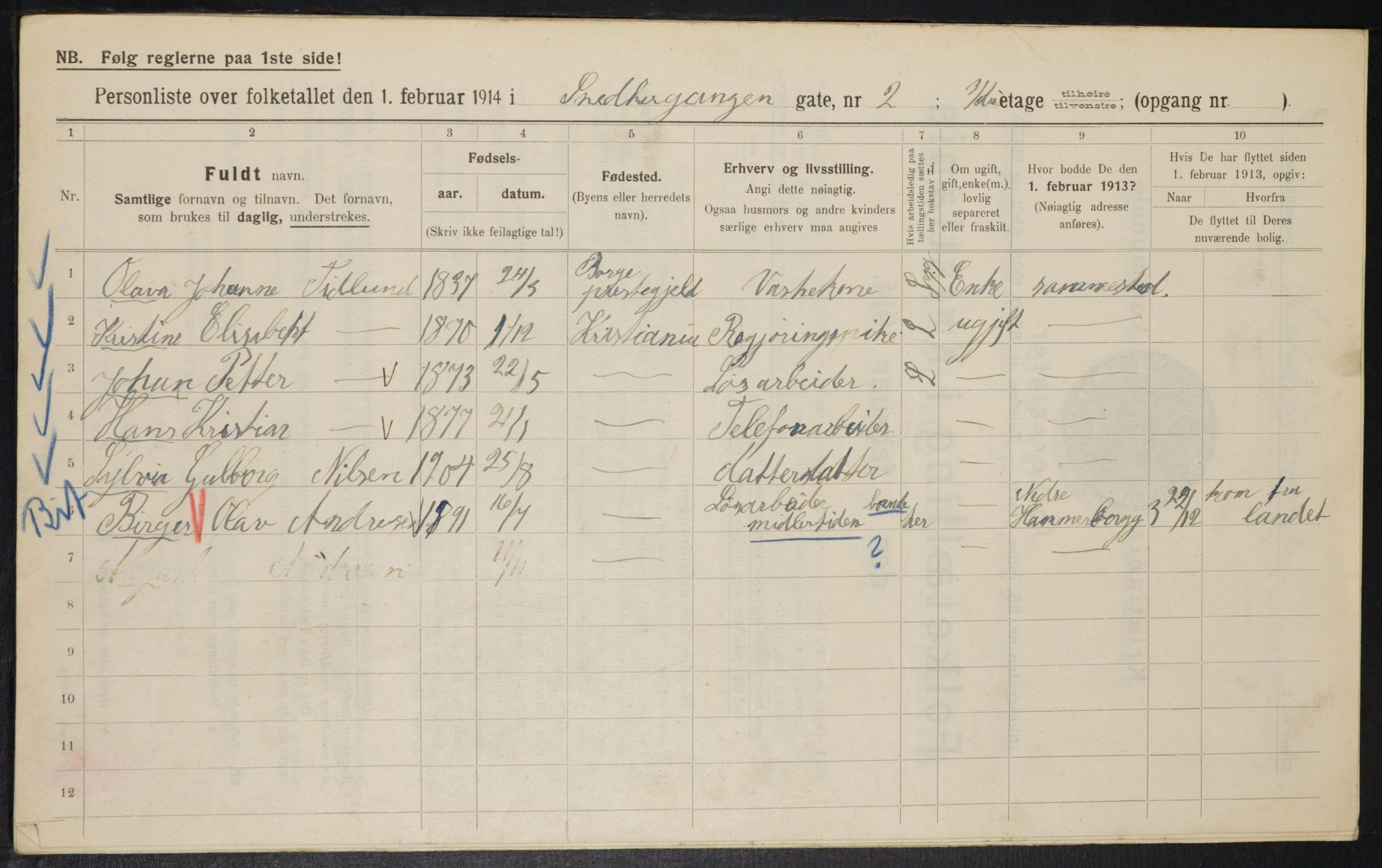 OBA, Municipal Census 1914 for Kristiania, 1914, p. 97815