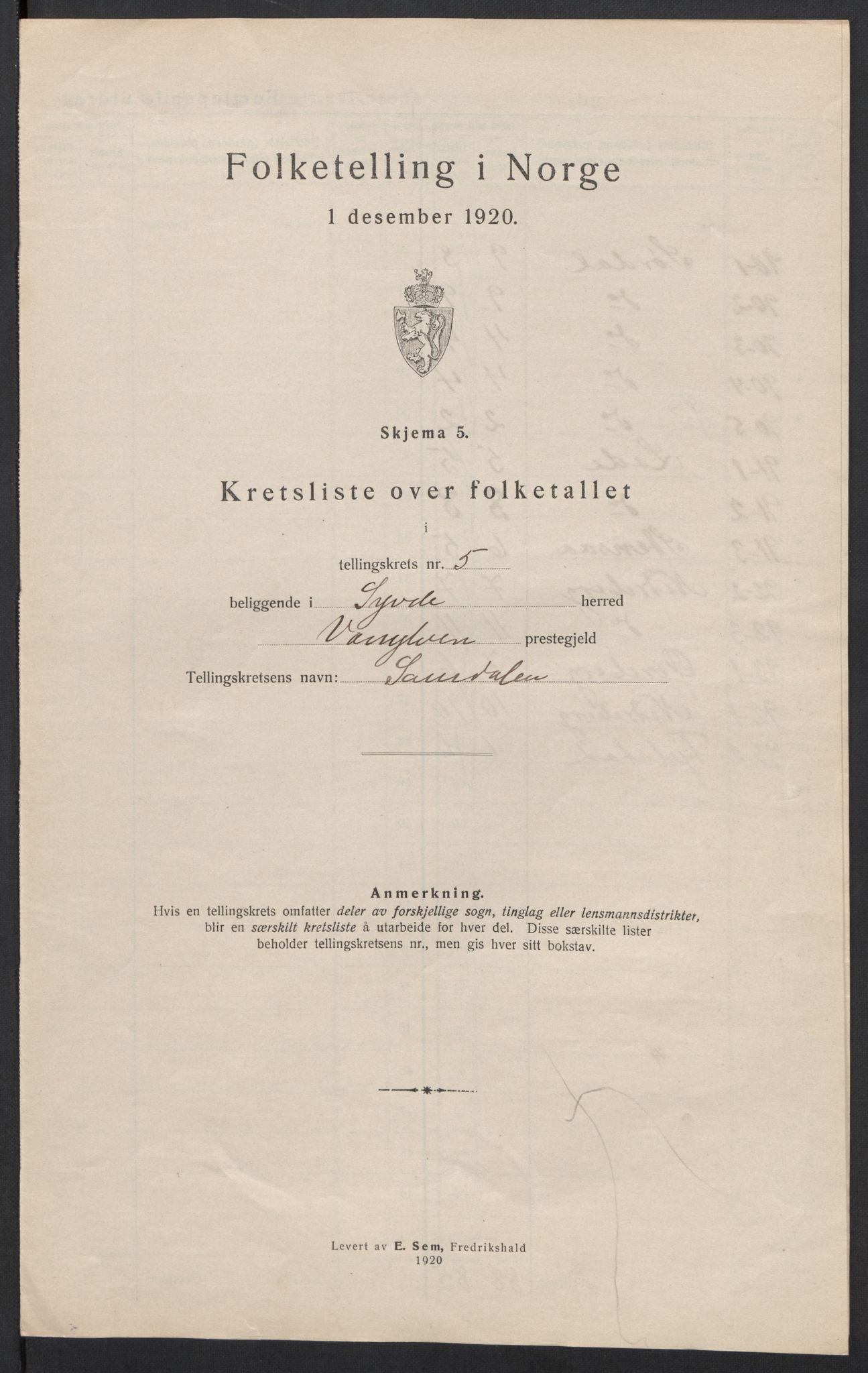 SAT, 1920 census for Syvde, 1920, p. 23