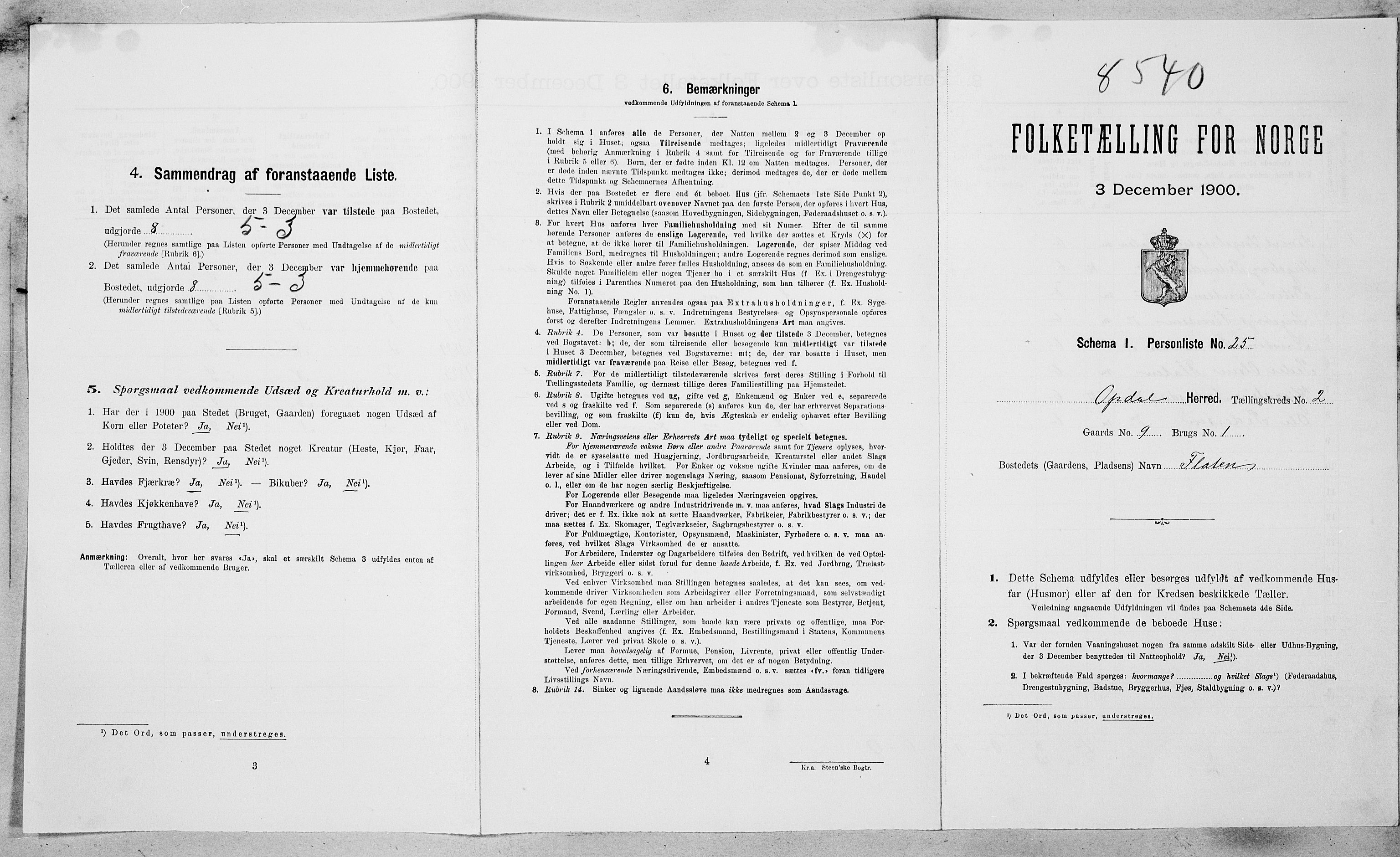 SAT, 1900 census for Oppdal, 1900, p. 232