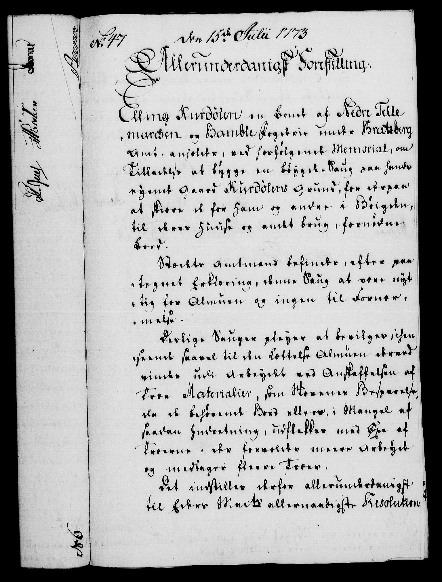 Rentekammeret, Kammerkanselliet, AV/RA-EA-3111/G/Gf/Gfa/L0055: Norsk relasjons- og resolusjonsprotokoll (merket RK 52.55), 1773, p. 183