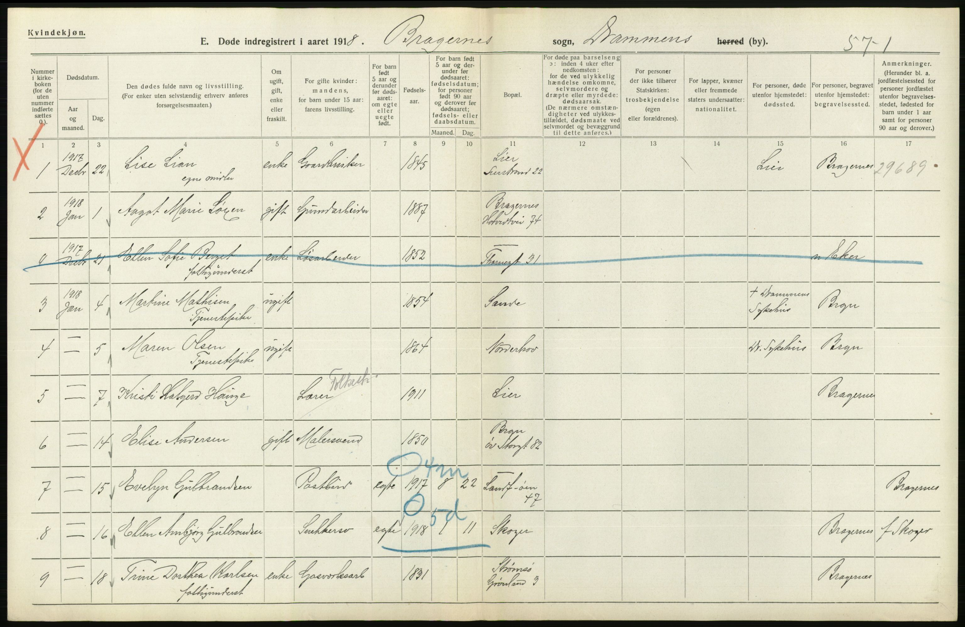 Statistisk sentralbyrå, Sosiodemografiske emner, Befolkning, AV/RA-S-2228/D/Df/Dfb/Dfbh/L0020: Buskerud fylke: Døde. Bygder og byer., 1918, p. 646