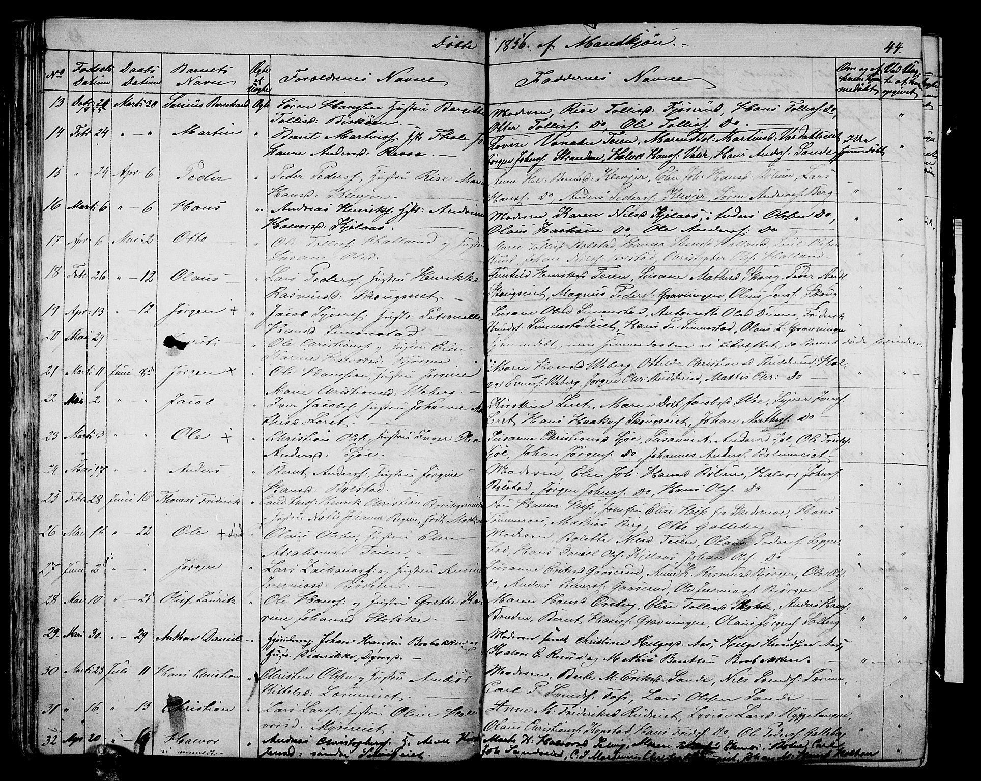 Sande Kirkebøker, AV/SAKO-A-53/G/Ga/L0002: Parish register (copy) no. 2, 1847-1863, p. 44