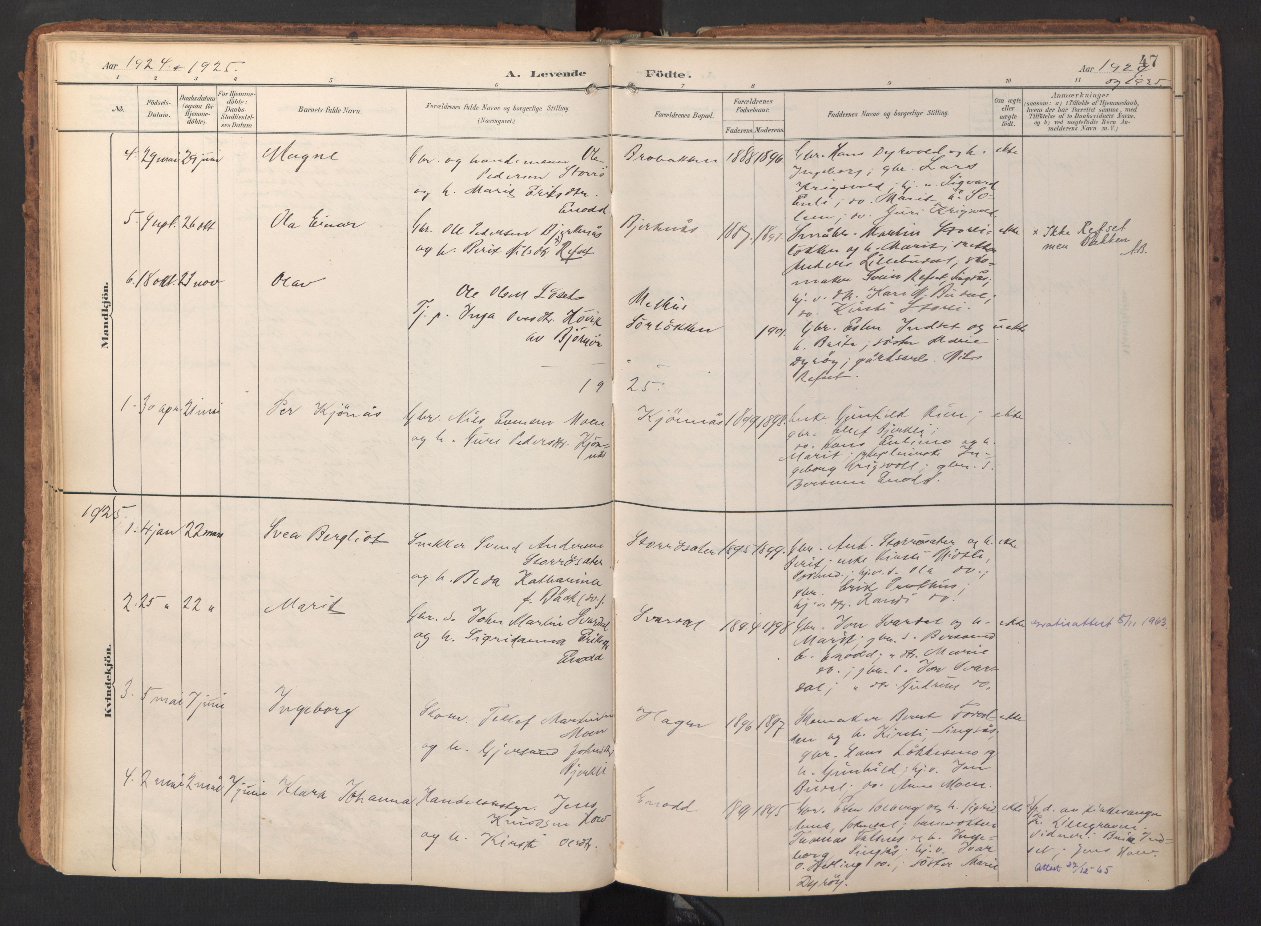 Ministerialprotokoller, klokkerbøker og fødselsregistre - Sør-Trøndelag, SAT/A-1456/690/L1050: Parish register (official) no. 690A01, 1889-1929, p. 47