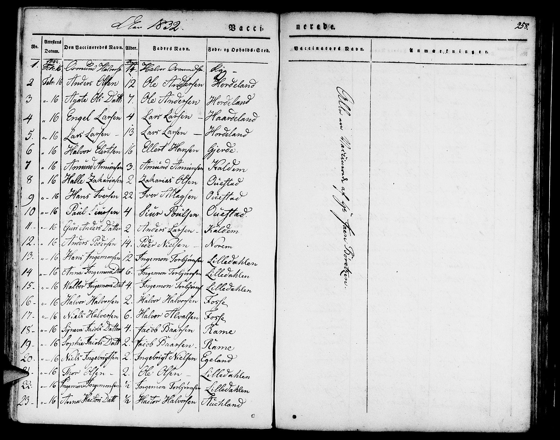 Etne sokneprestembete, AV/SAB-A-75001/H/Haa: Parish register (official) no. A 7, 1831-1847, p. 258