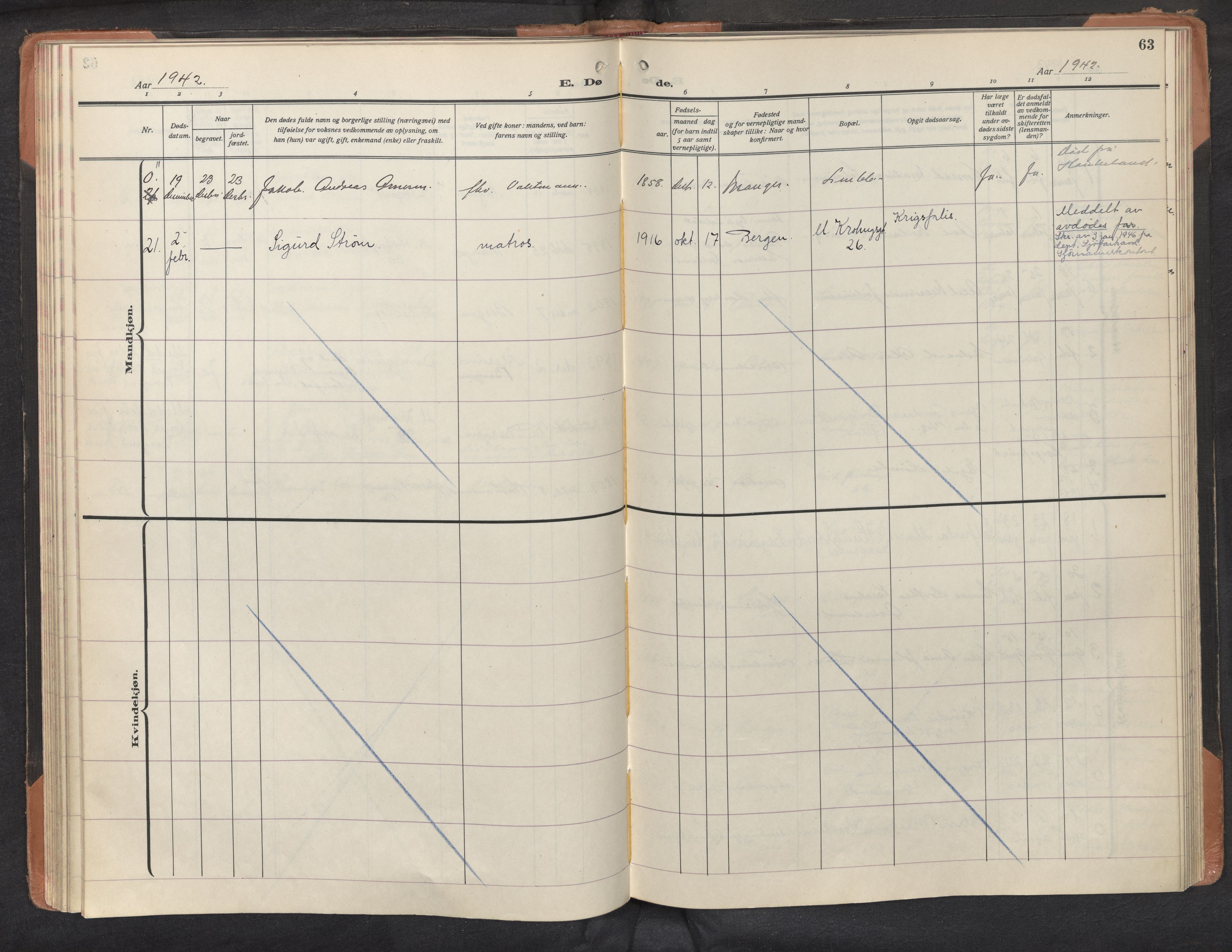 St. Markus sokneprestembete, AV/SAB-A-99935: Parish register (official) no. D 1, 1924-1958, p. 62b-63a