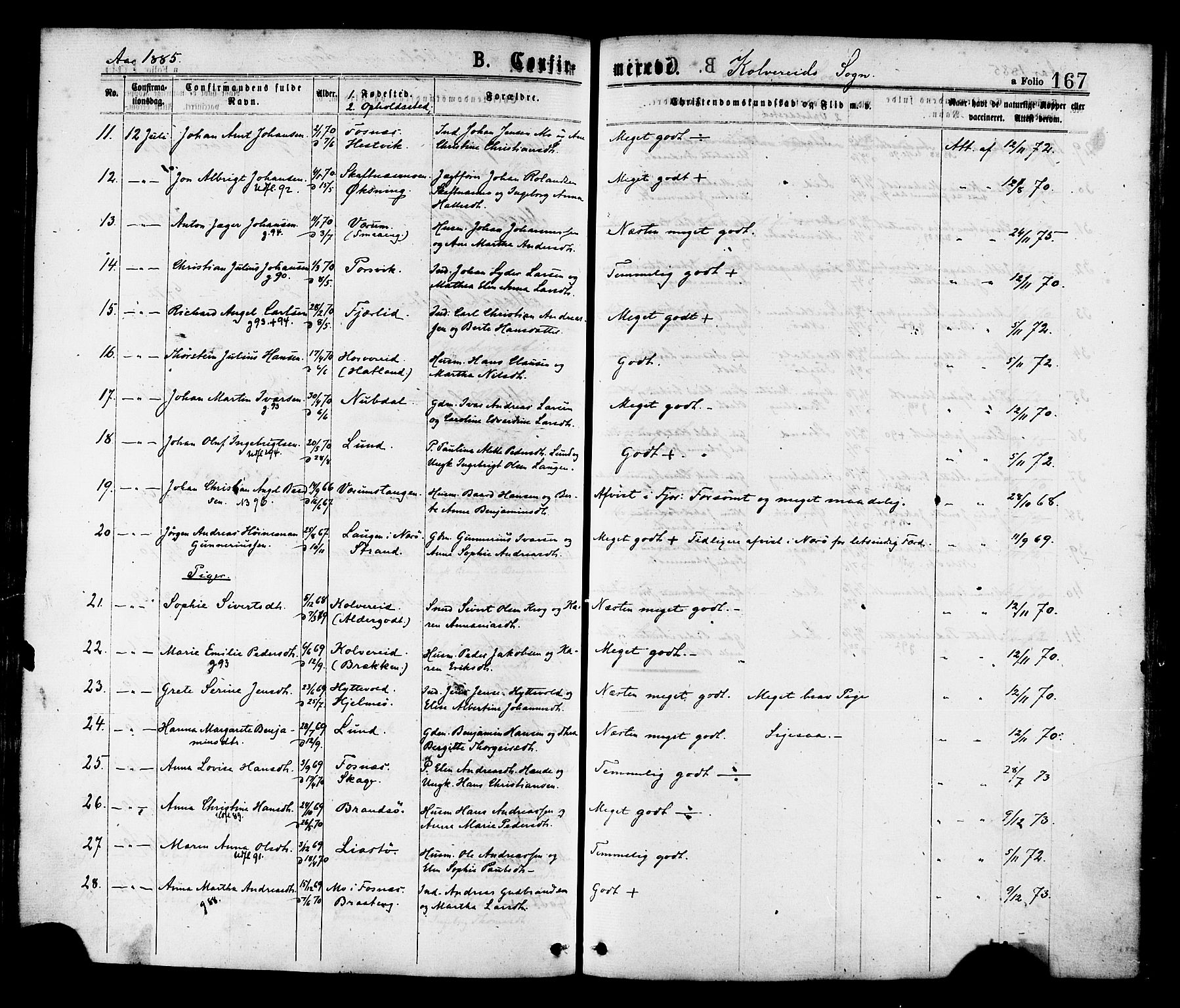 Ministerialprotokoller, klokkerbøker og fødselsregistre - Nord-Trøndelag, SAT/A-1458/780/L0642: Parish register (official) no. 780A07 /1, 1874-1885, p. 167