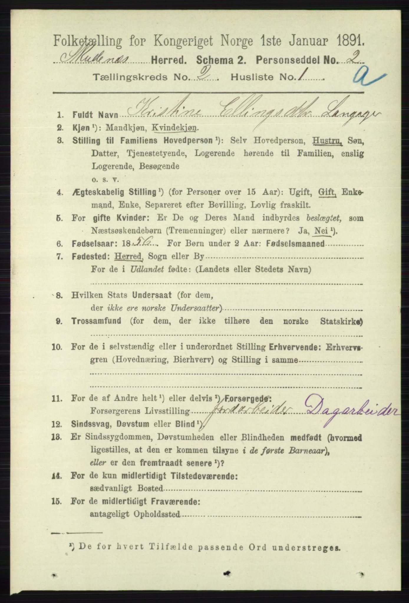 RA, 1891 census for 1150 Skudenes, 1891, p. 680