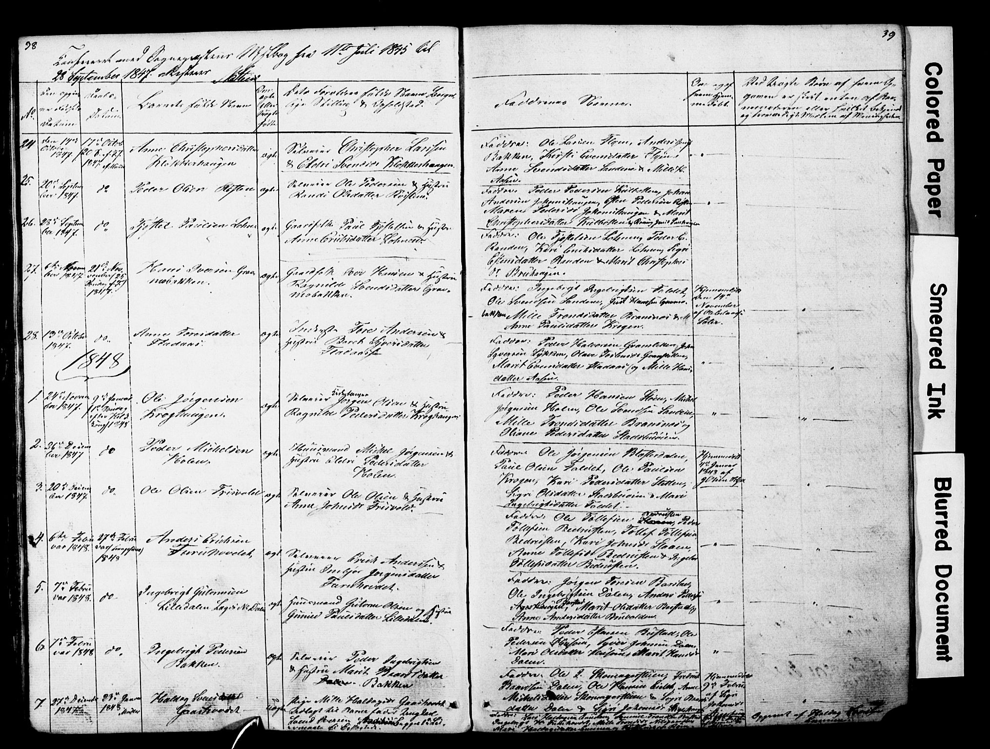 Lesja prestekontor, SAH/PREST-068/H/Ha/Hab/L0014: Parish register (copy) no. 14, 1842-1856, p. 38-39