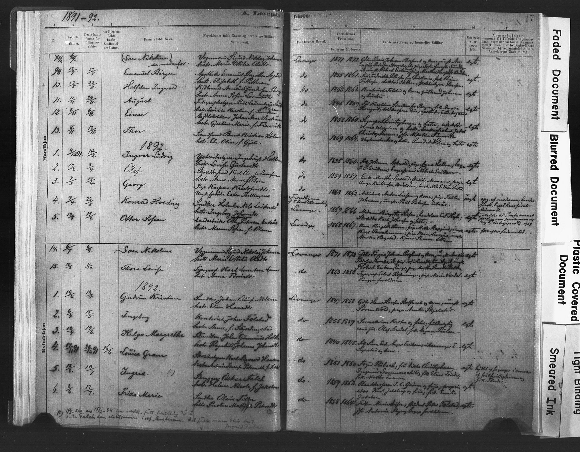 Ministerialprotokoller, klokkerbøker og fødselsregistre - Nord-Trøndelag, AV/SAT-A-1458/720/L0189: Parish register (official) no. 720A05, 1880-1911, p. 17