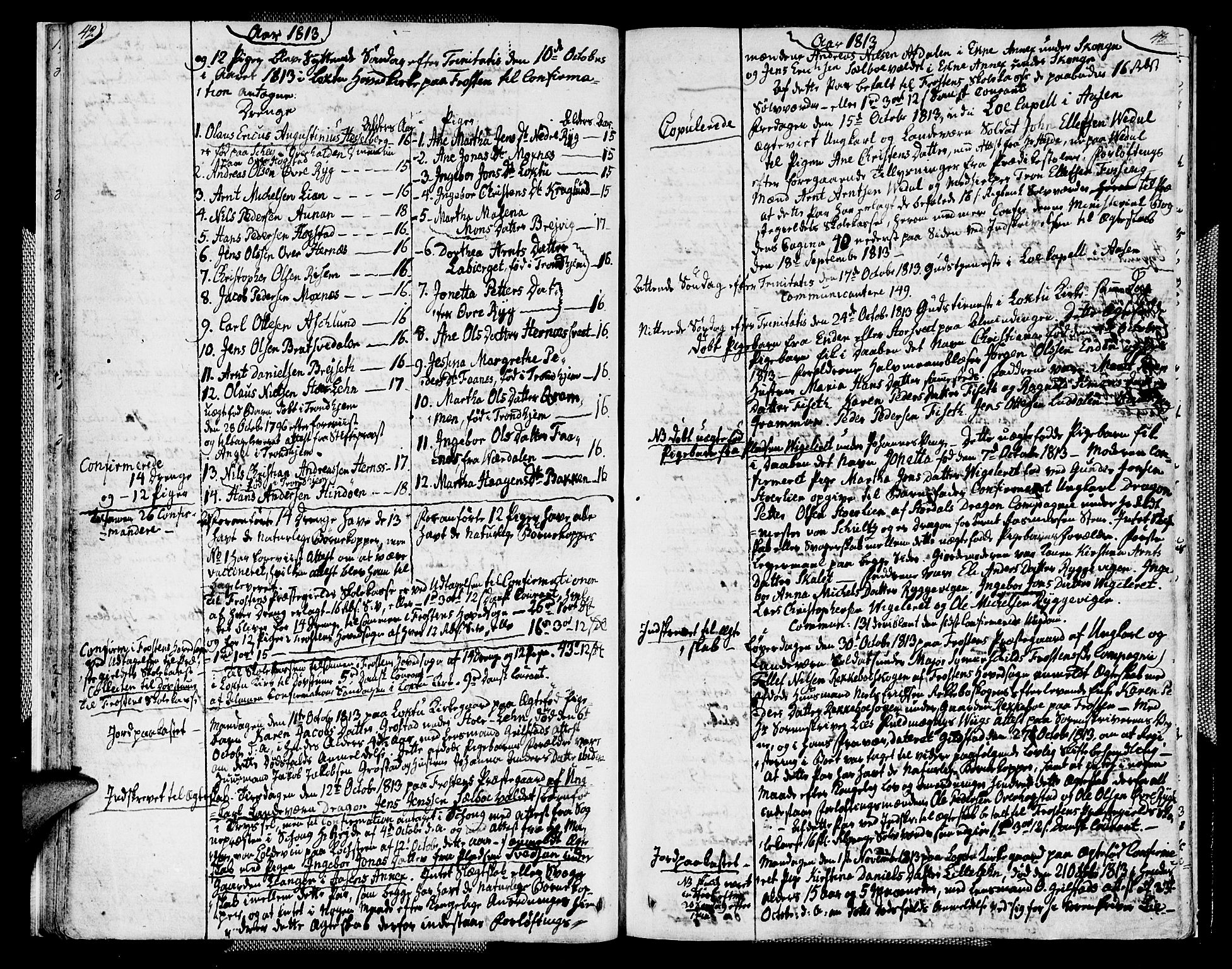 Ministerialprotokoller, klokkerbøker og fødselsregistre - Nord-Trøndelag, SAT/A-1458/713/L0111: Parish register (official) no. 713A03, 1812-1816, p. 42-43