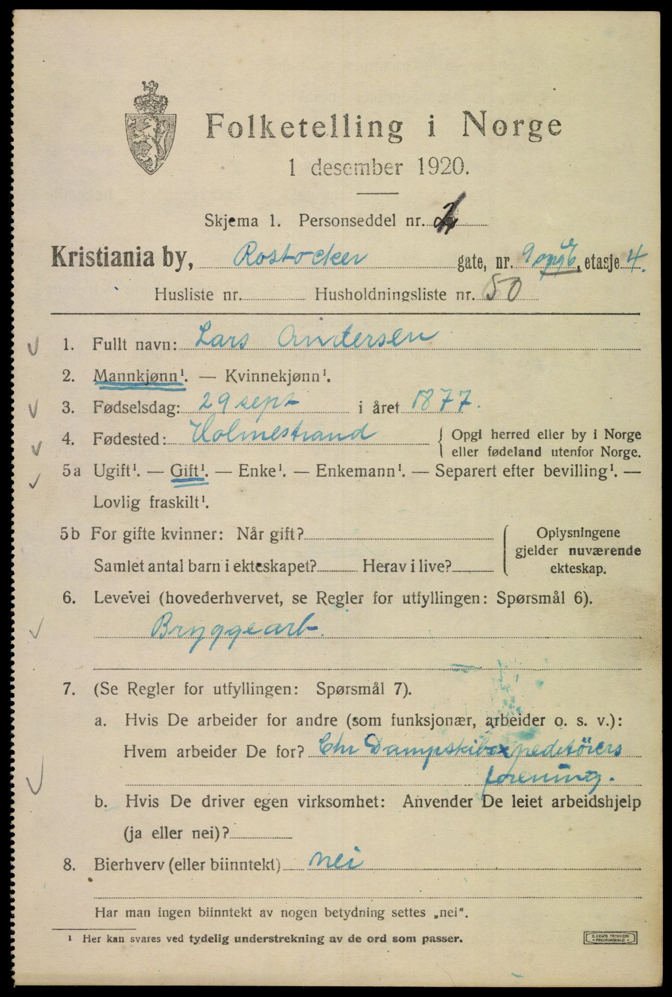 SAO, 1920 census for Kristiania, 1920, p. 469855