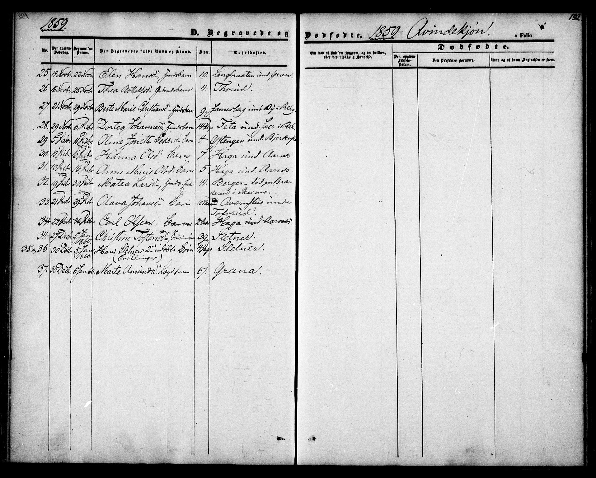 Fet prestekontor Kirkebøker, SAO/A-10370a/F/Fa/L0010: Parish register (official) no. I 10, 1847-1859, p. 192