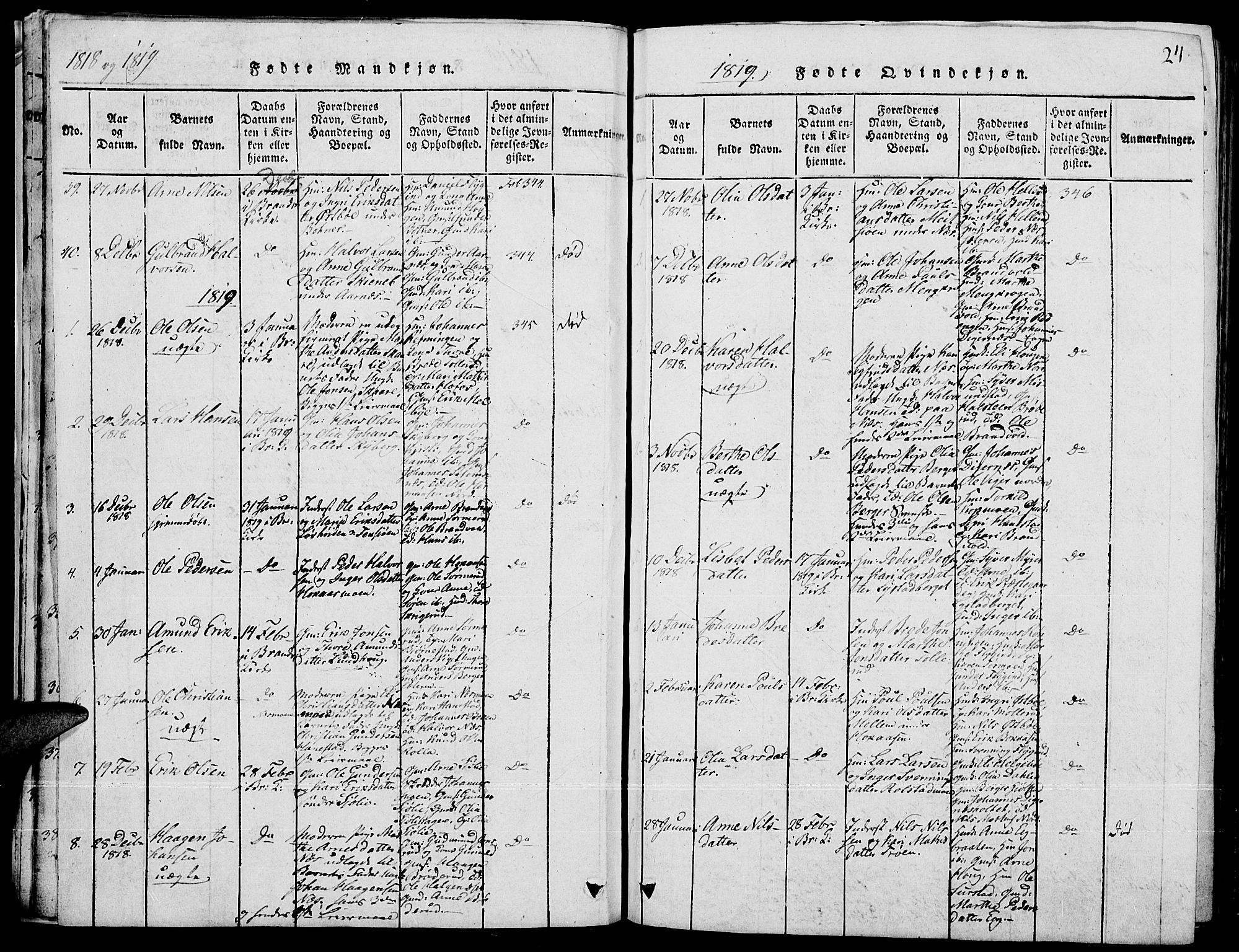 Grue prestekontor, SAH/PREST-036/H/Ha/Hab/L0001: Parish register (copy) no. 1, 1814-1841, p. 24