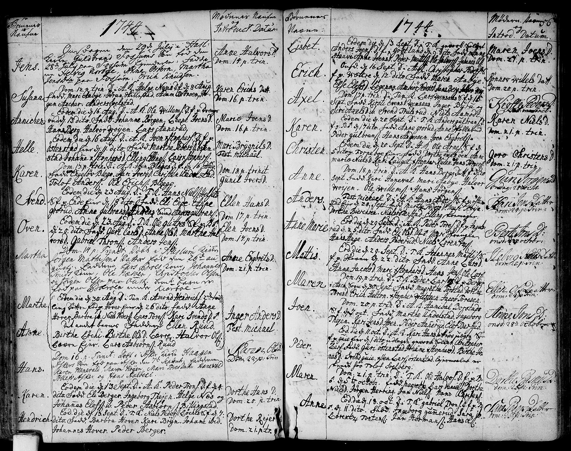 Asker prestekontor Kirkebøker, AV/SAO-A-10256a/F/Fa/L0002: Parish register (official) no. I 2, 1733-1766, p. 56