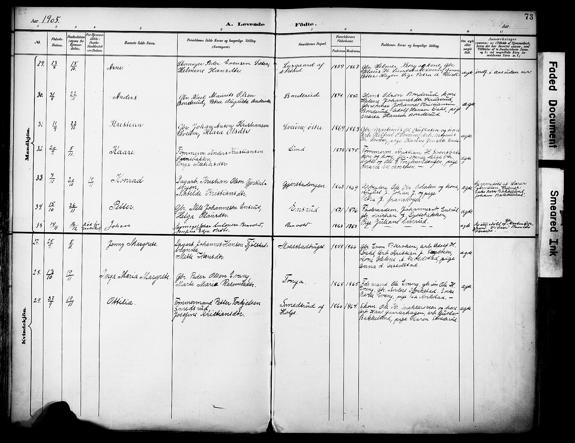 Vestre Toten prestekontor, SAH/PREST-108/H/Ha/Haa/L0013: Parish register (official) no. 13, 1895-1911, p. 73