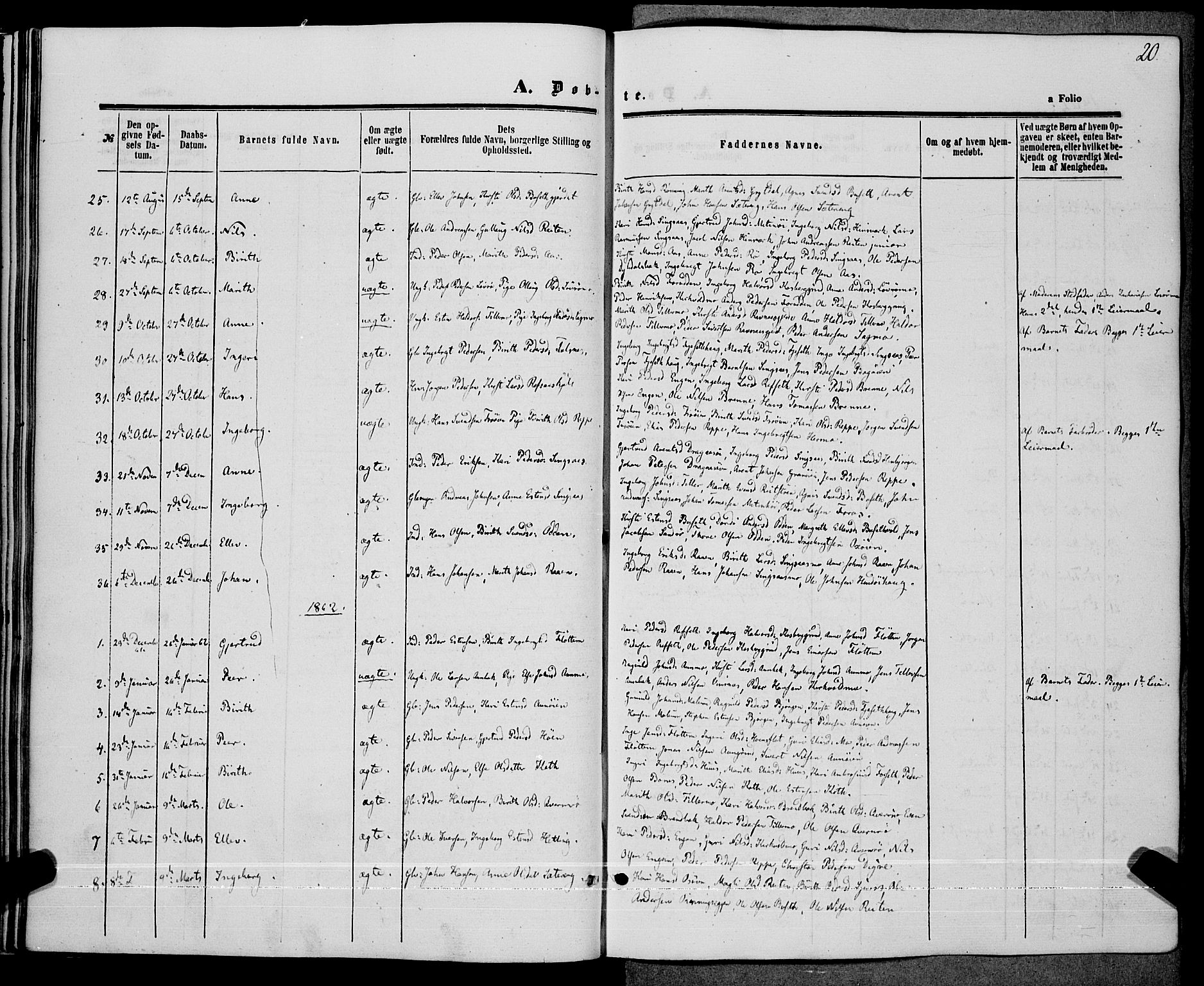 Ministerialprotokoller, klokkerbøker og fødselsregistre - Sør-Trøndelag, SAT/A-1456/685/L0967: Parish register (official) no. 685A07 /2, 1860-1869, p. 20